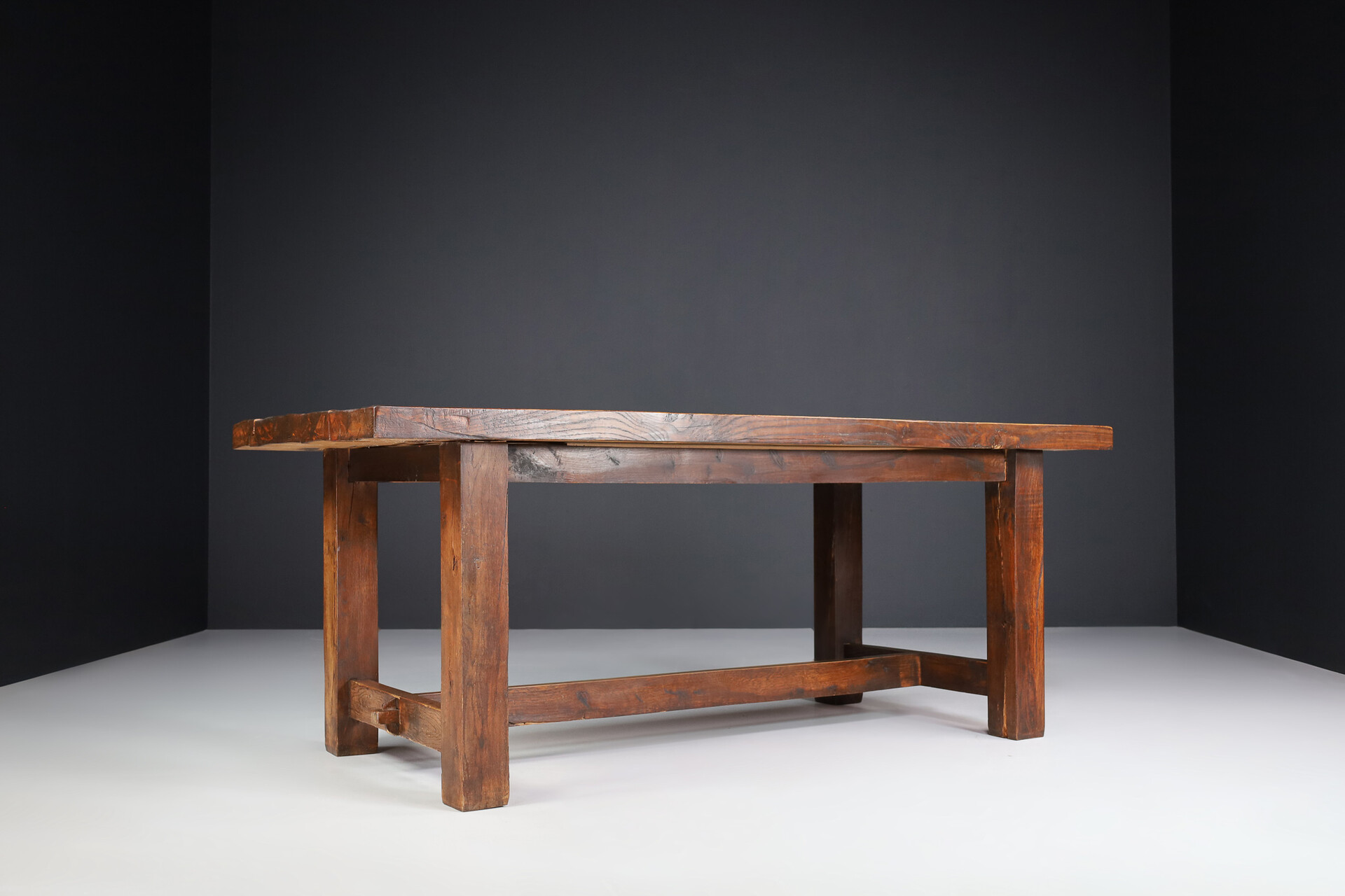 Primitive / Brutalist Oak table , France 1950s Mid-20th century