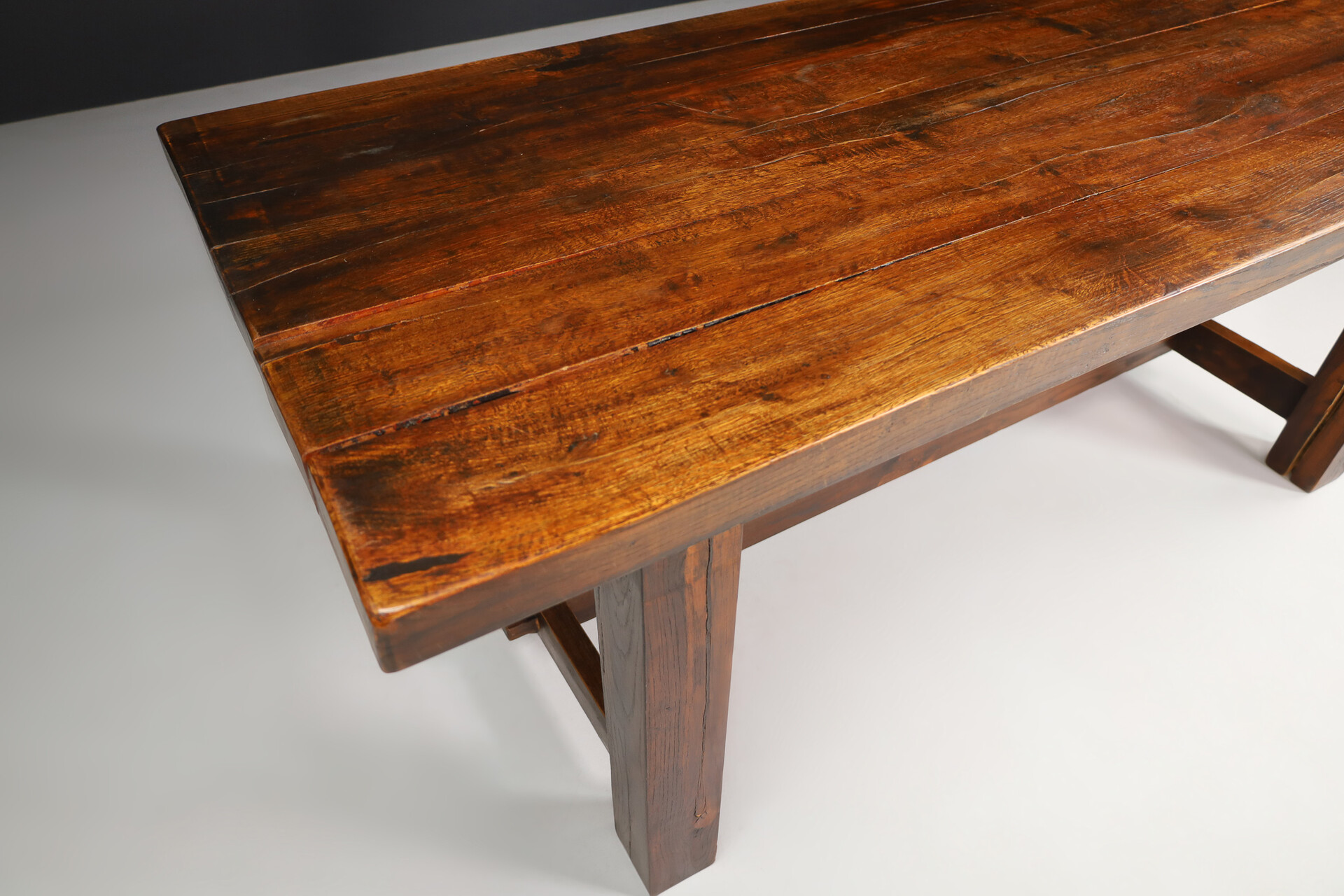Primitive / Brutalist Oak table , France 1950s Mid-20th century