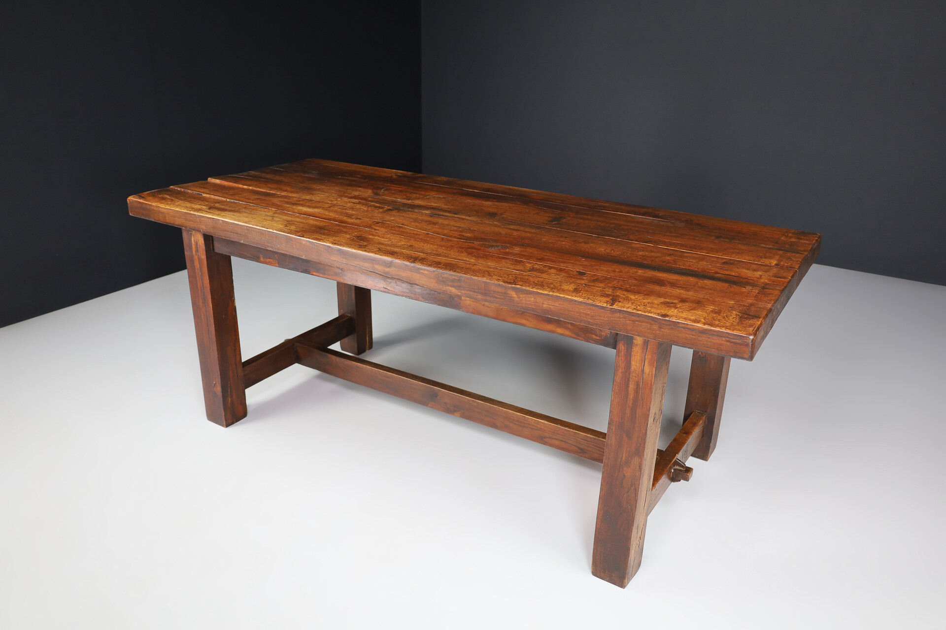 Primitive / Brutalist Oak table , France 1950s Mid-20th century