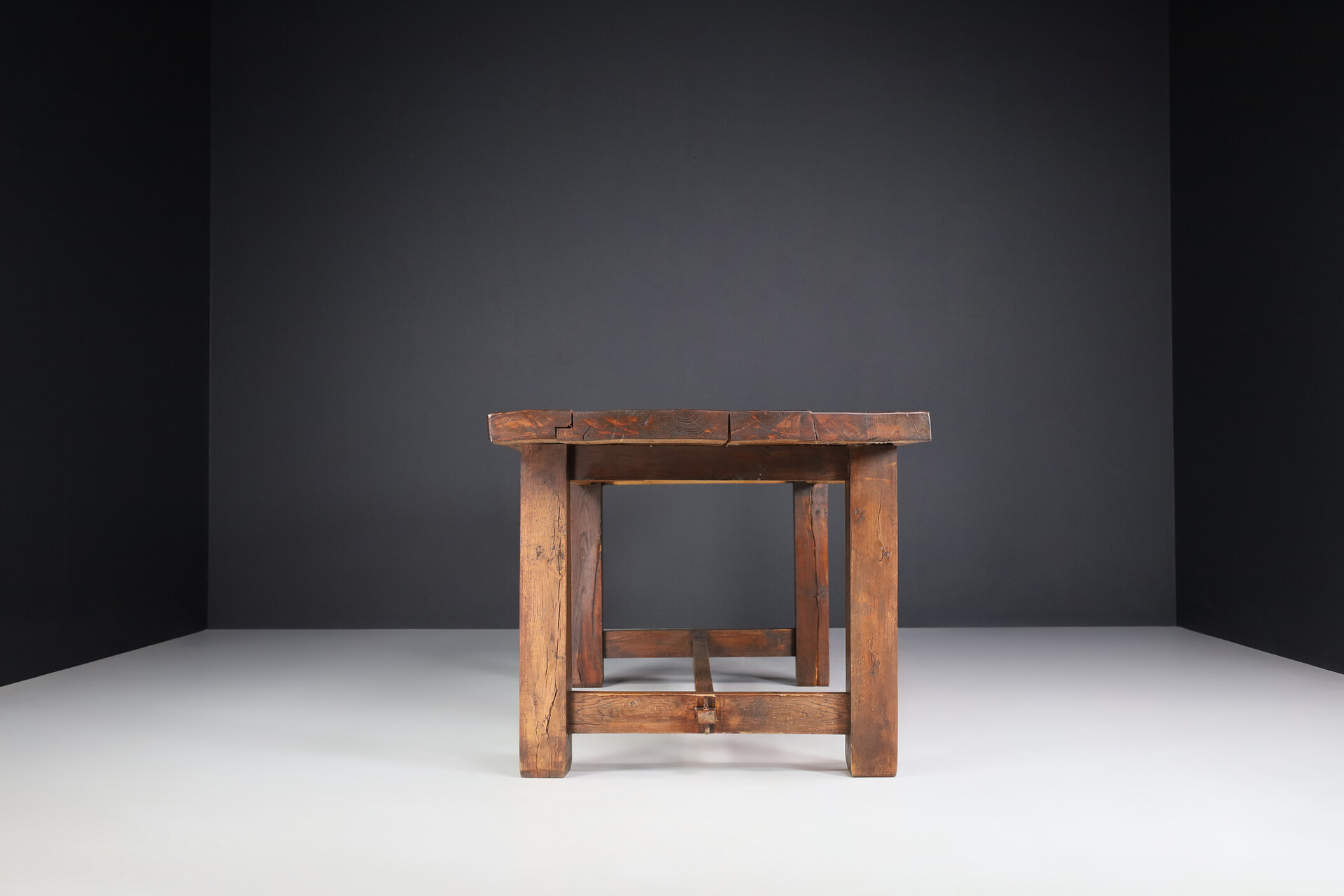 Primitive / Brutalist Oak table , France 1950s Mid-20th century