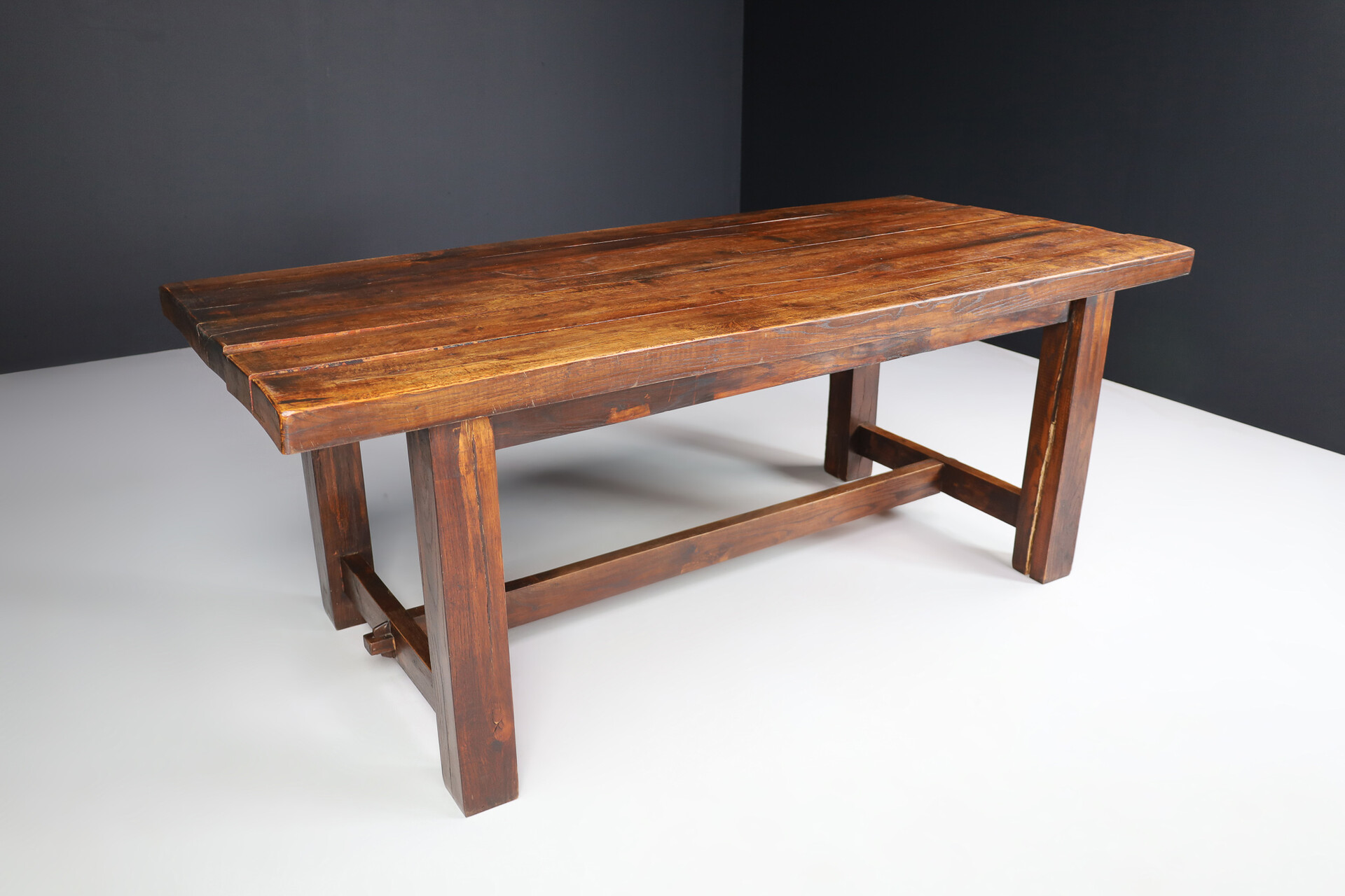 Primitive / Brutalist Oak table , France 1950s Mid-20th century