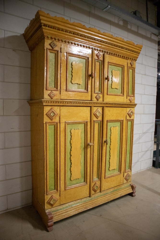 Primitive Dutch Original Painted Cabinet Mid-18th century