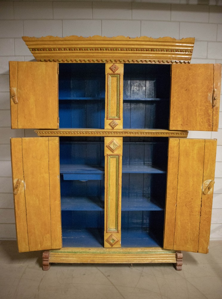 Primitive Dutch Original Painted Cabinet Mid-18th century