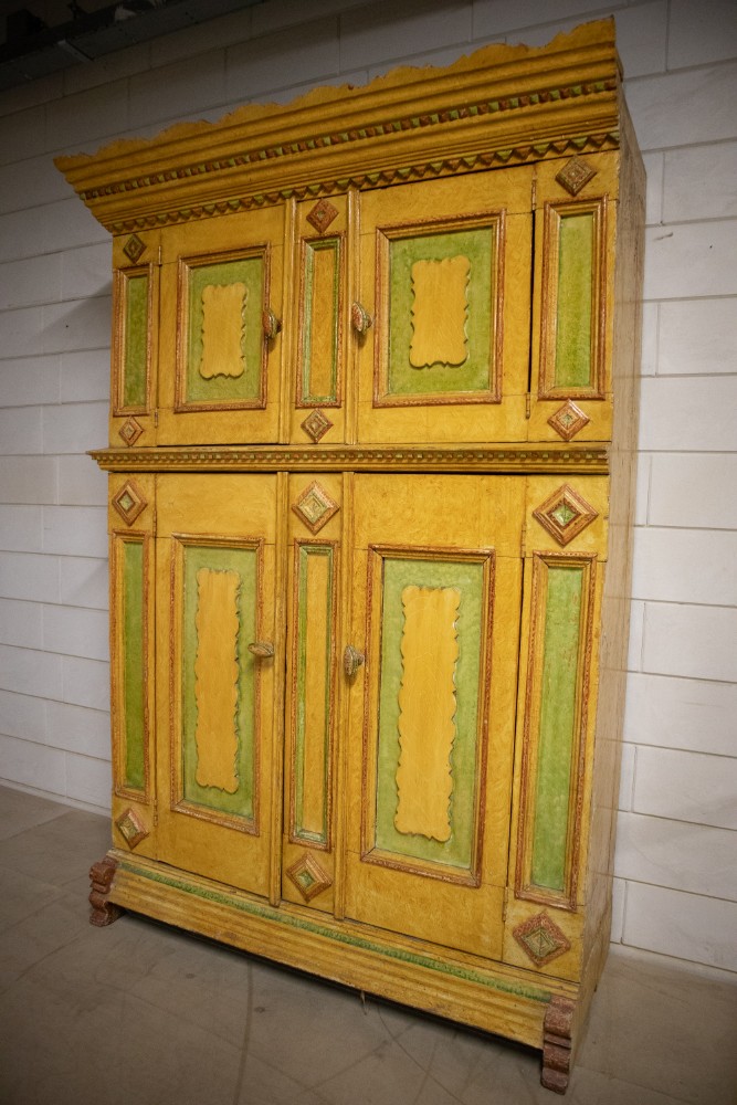 Primitive Dutch Original Painted Cabinet Mid-18th century