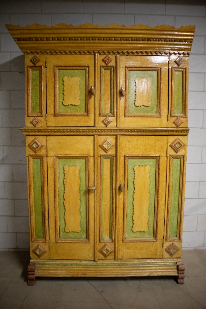 Primitive Dutch Original Painted Cabinet Mid-18th century