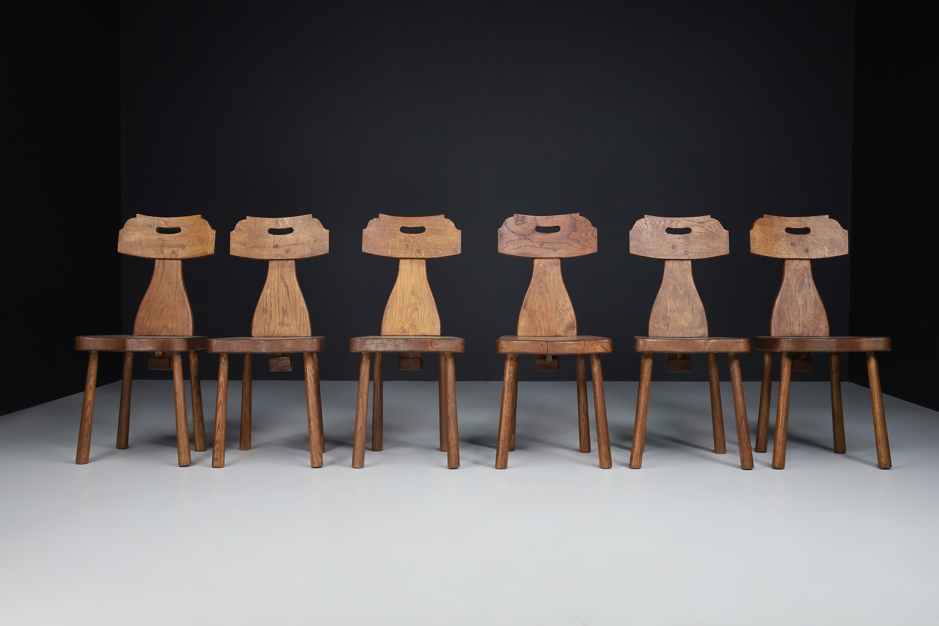 Primitive Modern Oak Dinning chairs , Italy 1950s Mid-20th century