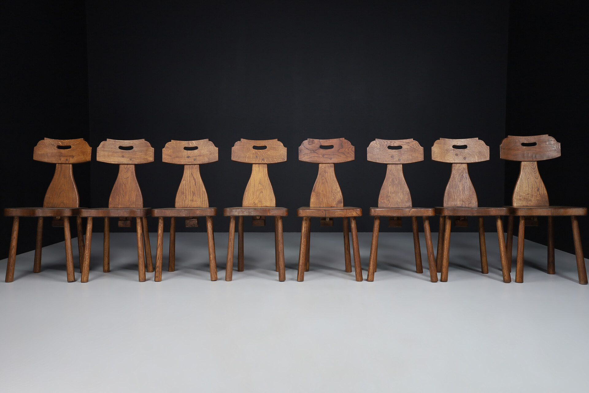 Primitive Modern Oak Dinning chairs , Italy 1950s Mid-20th century