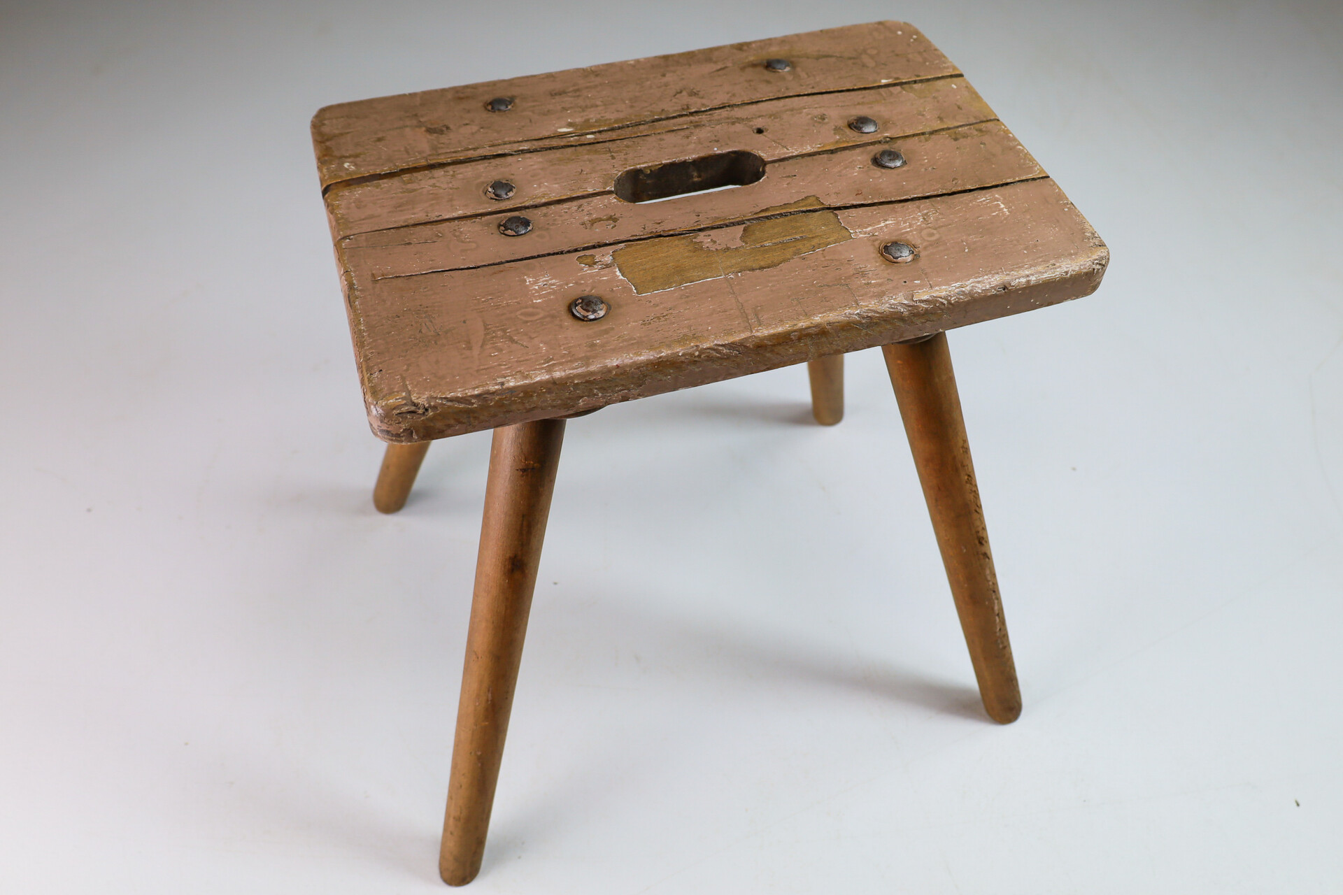 Primitive painted side table/ stool France 1950s Mid-20th century