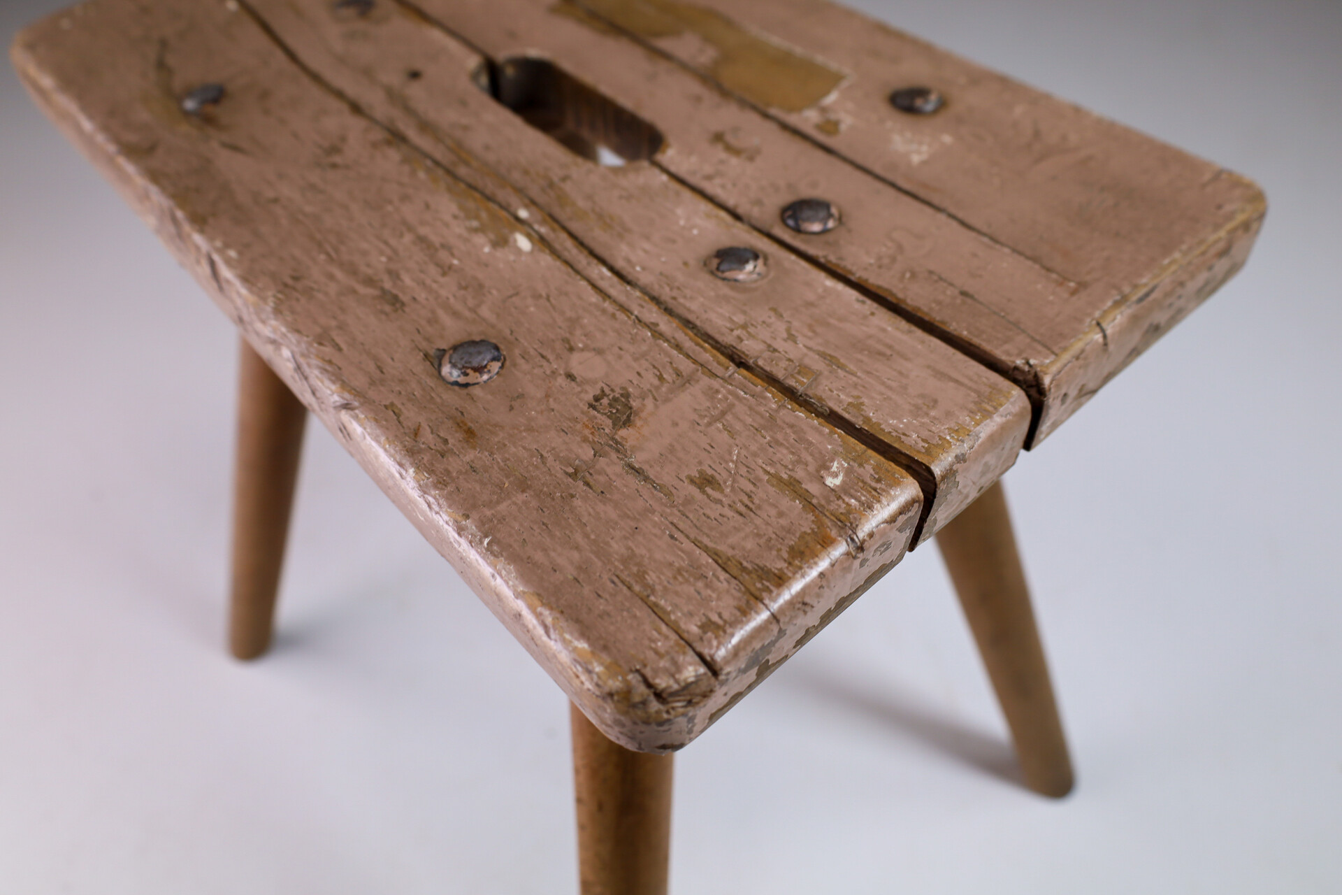 Primitive painted side table/ stool France 1950s Mid-20th century