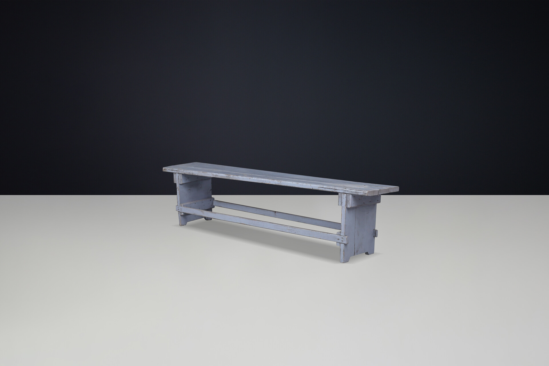 Primitive Painted wooden bench, France 1950s Mid-20th century