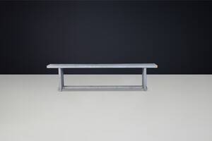 Primitive Painted wooden bench, France 1950s Mid-20th century