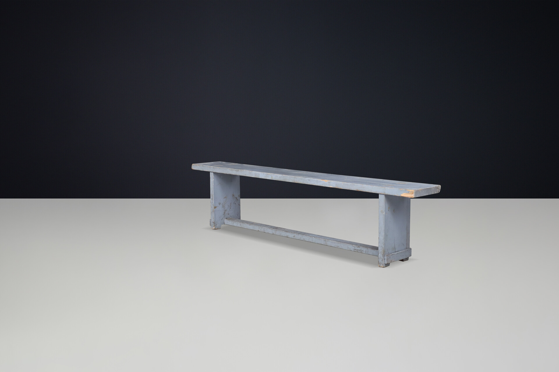 Primitive Painted wooden bench, France 1950s Mid-20th century