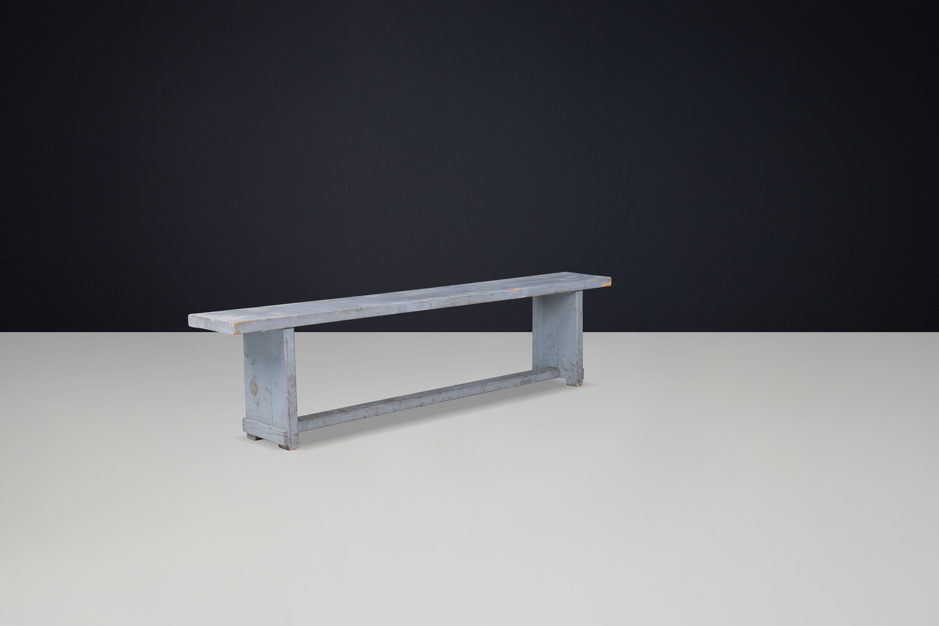 Primitive Painted wooden bench, France 1950s Mid-20th century