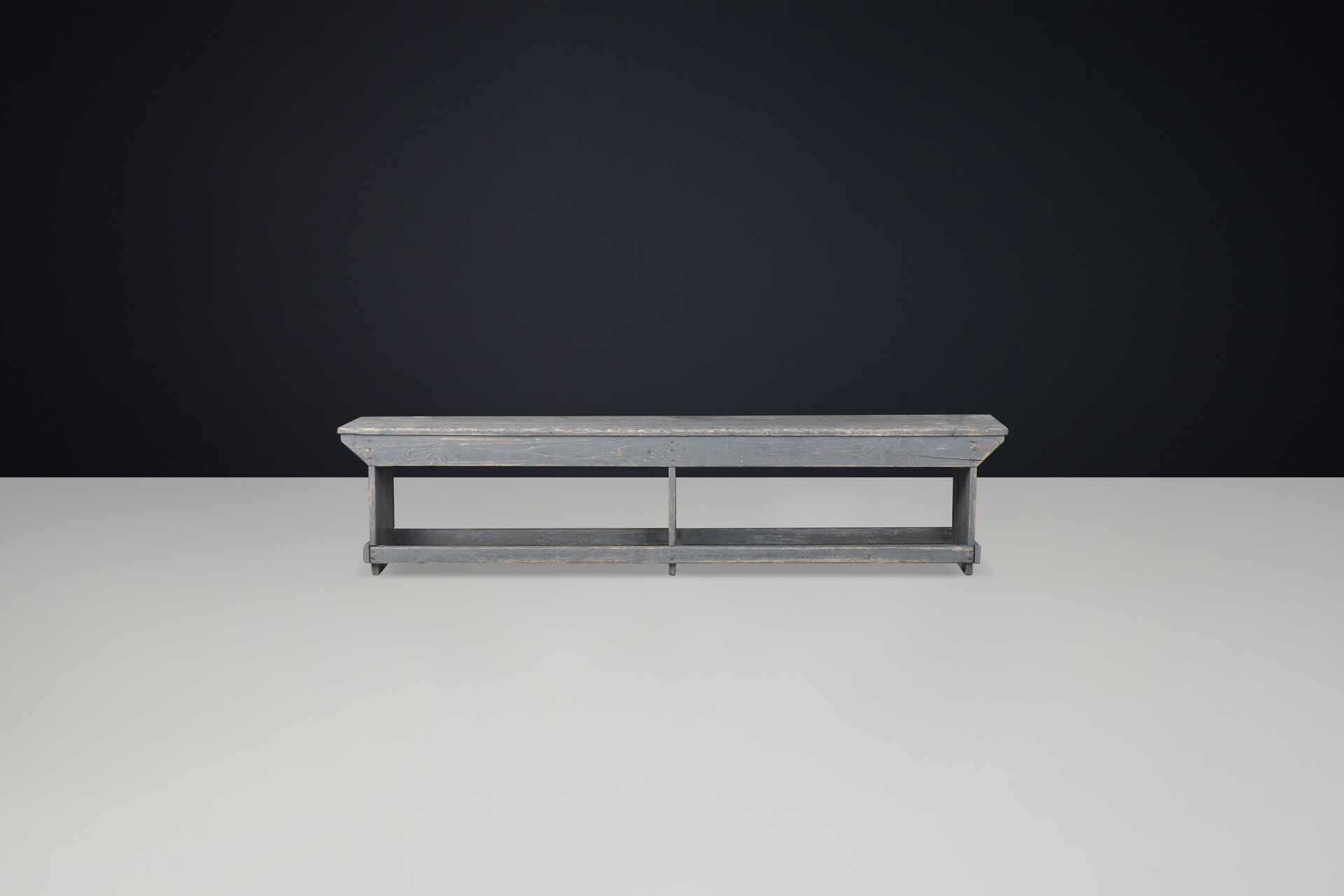 Primitive Painted wooden bench, France 1950s Mid-20th century