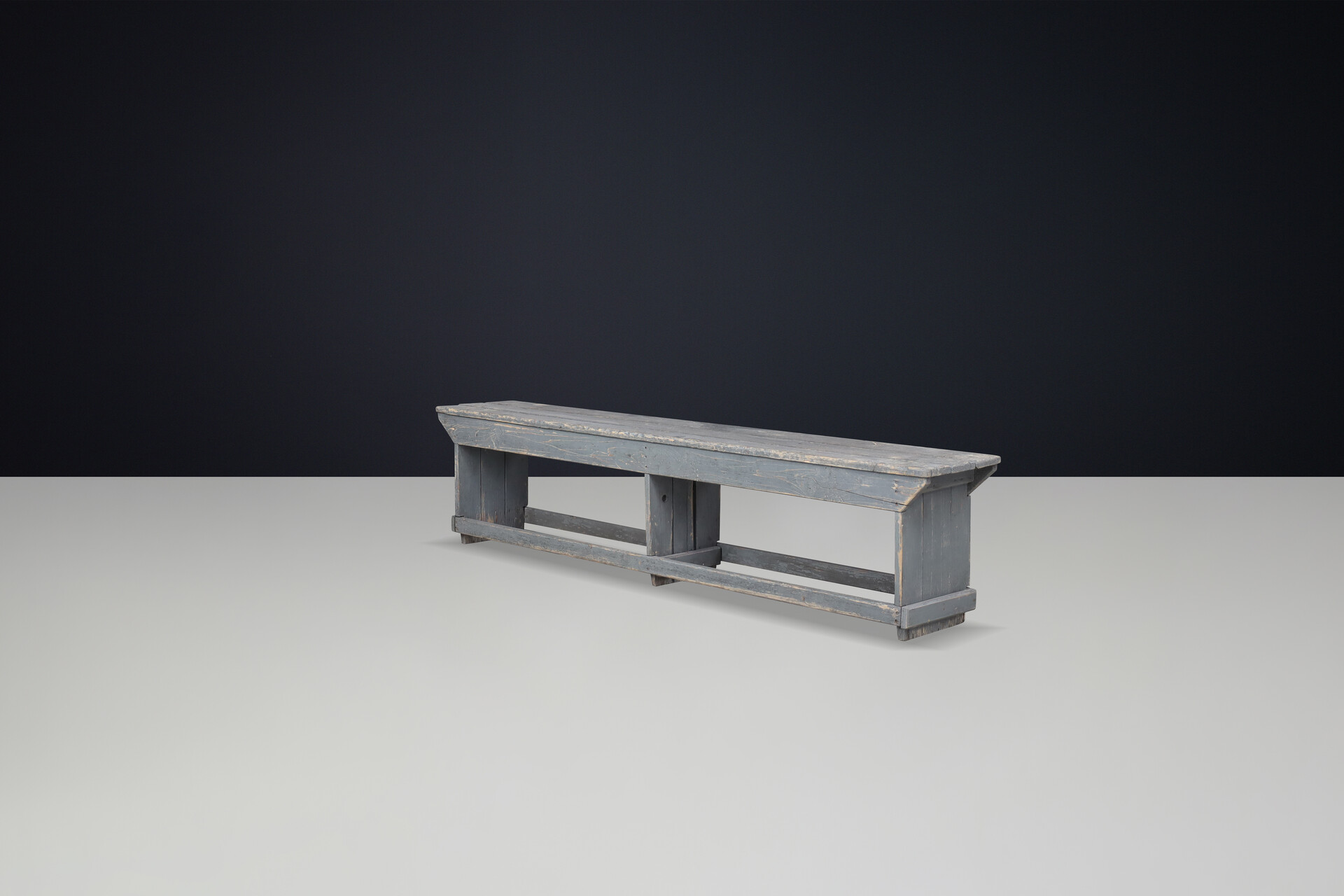 Primitive Painted wooden bench, France 1950s Mid-20th century