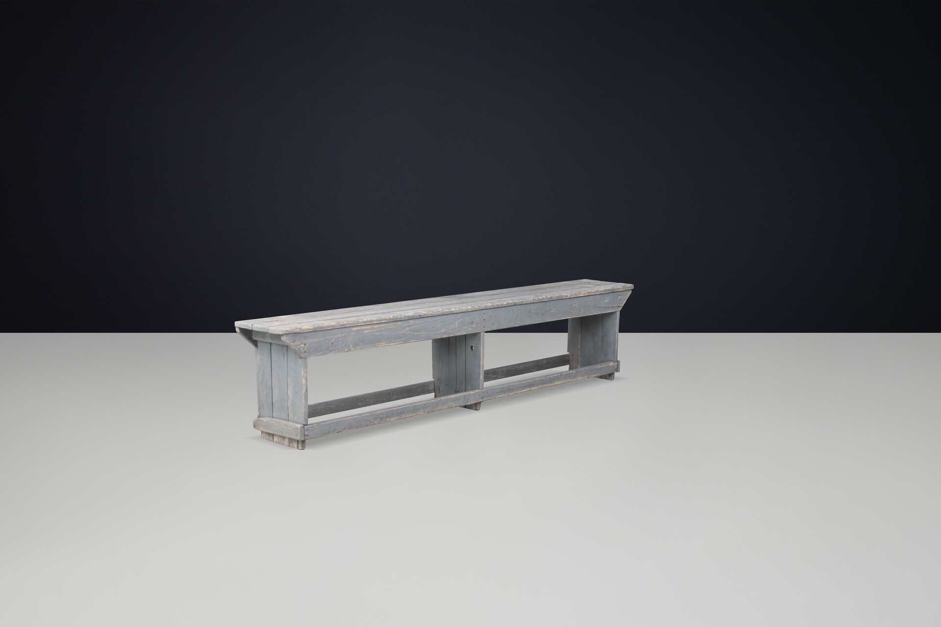 Primitive Painted wooden bench, France 1950s Mid-20th century