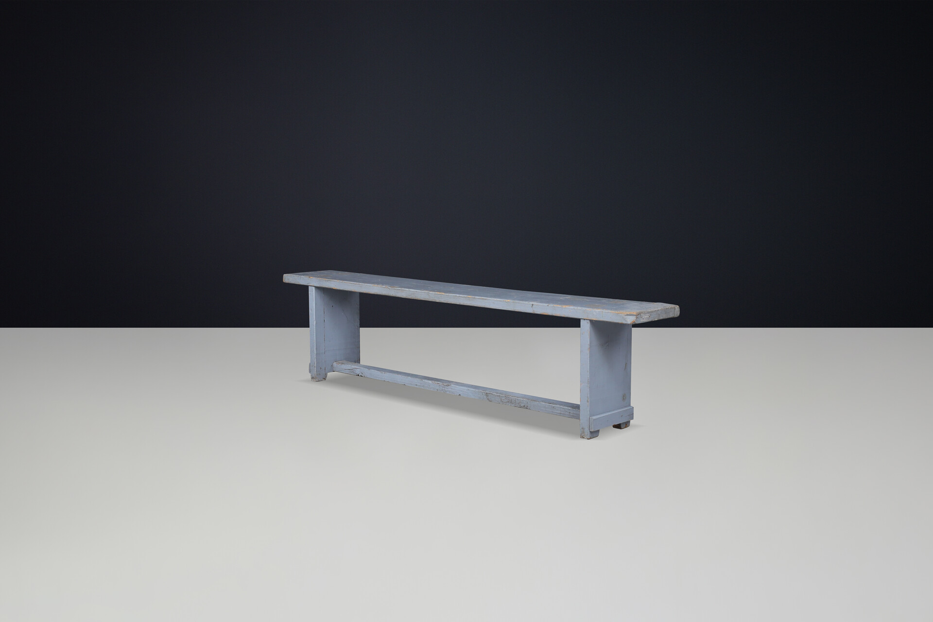 Primitive Painted wooden bench, France 1950s Mid-20th century