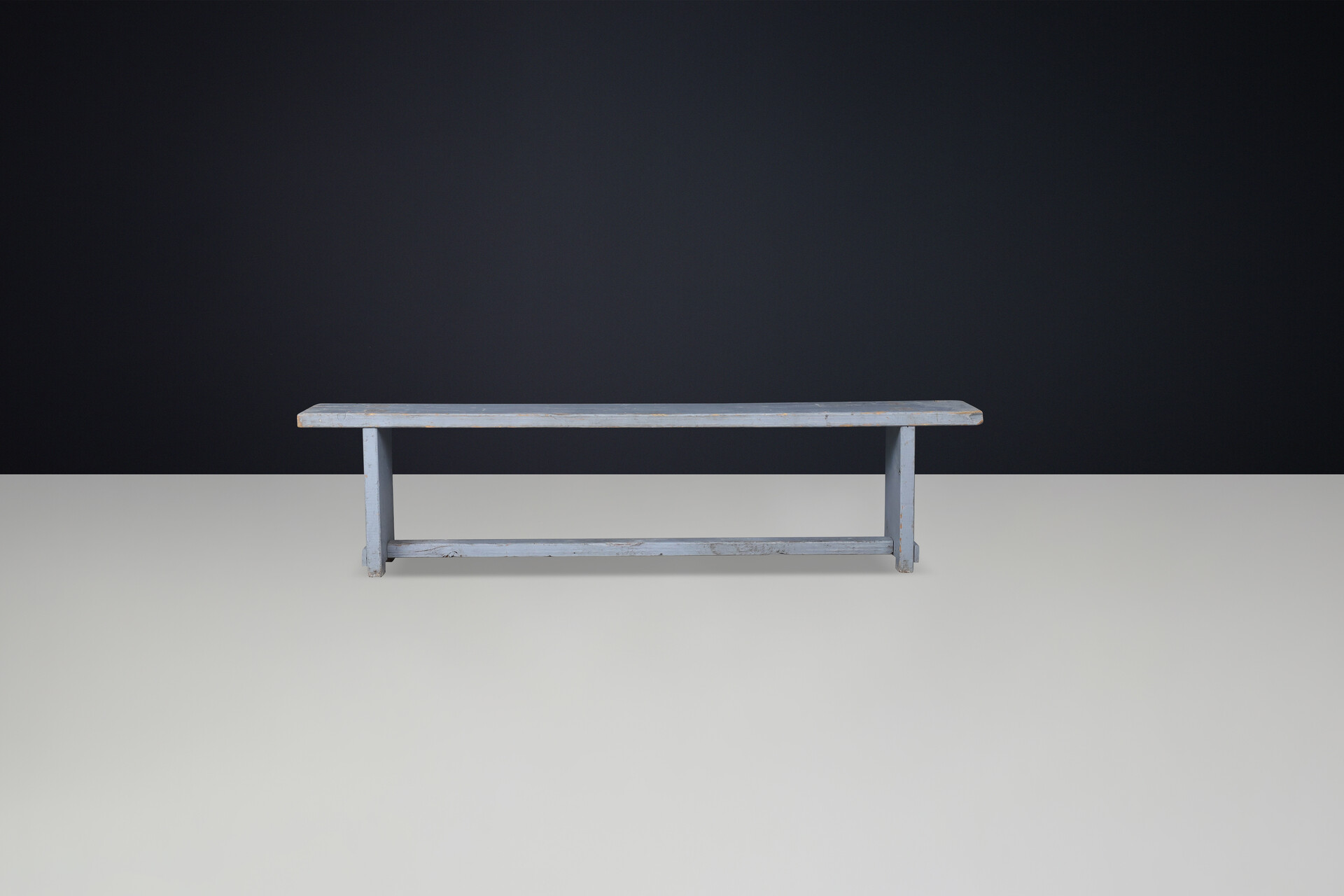 Primitive Painted wooden bench, France 1950s Mid-20th century