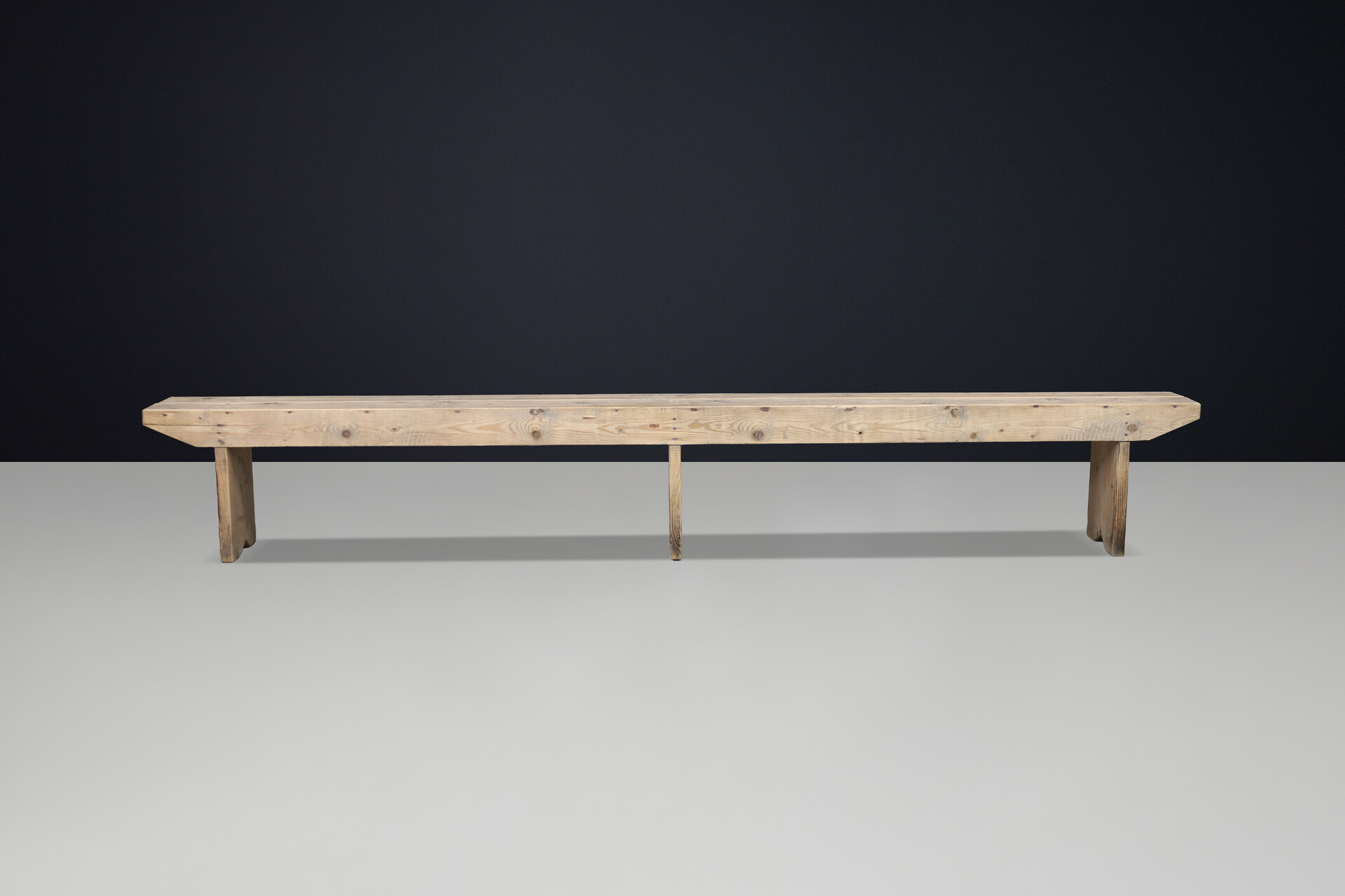 Primitive Pinewood 300 cm bench, France 1950s Mid-20th century