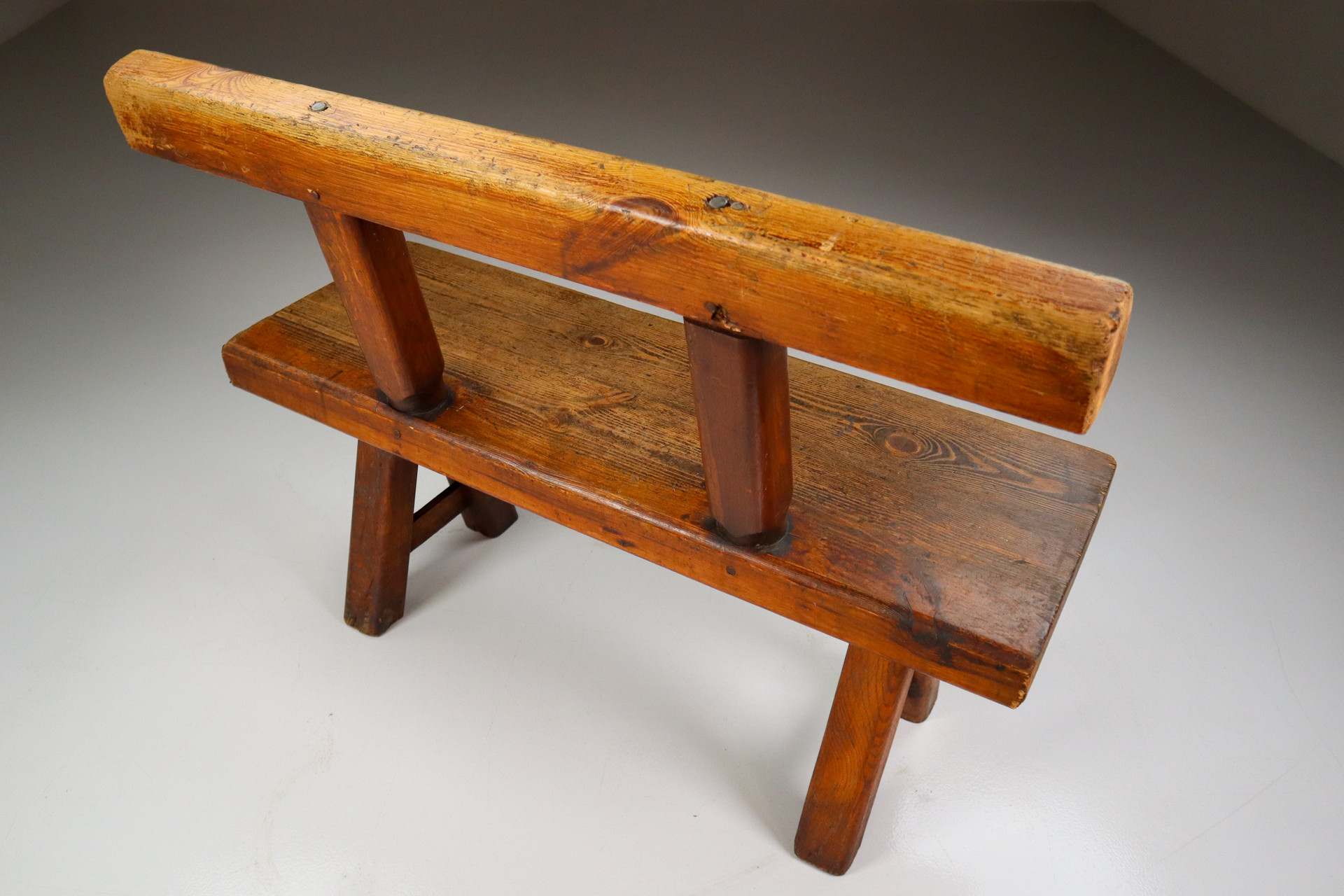 Primitive Pinewood bench, France 1960s Late-20th century
