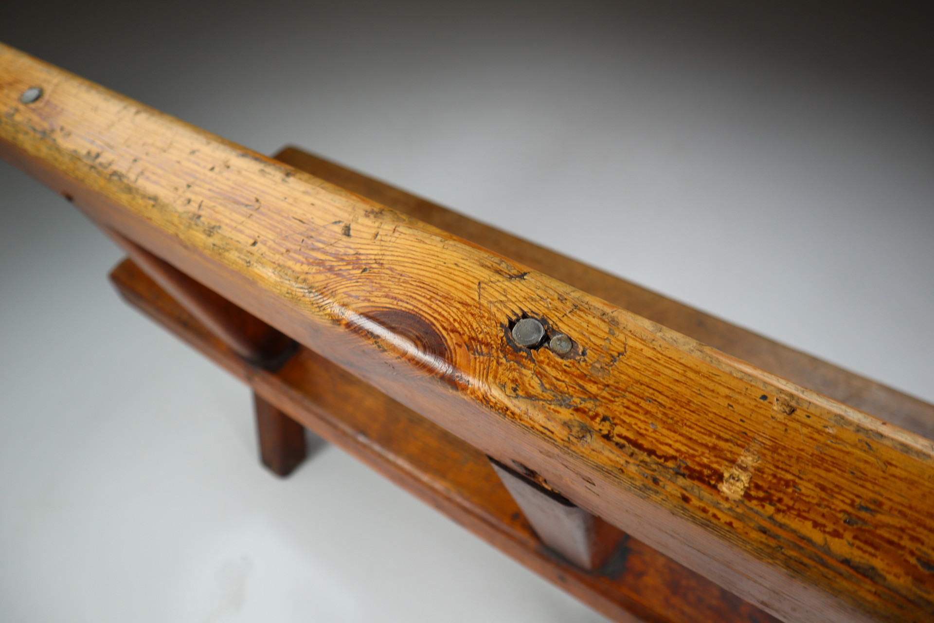 Primitive Pinewood bench, France 1960s Late-20th century