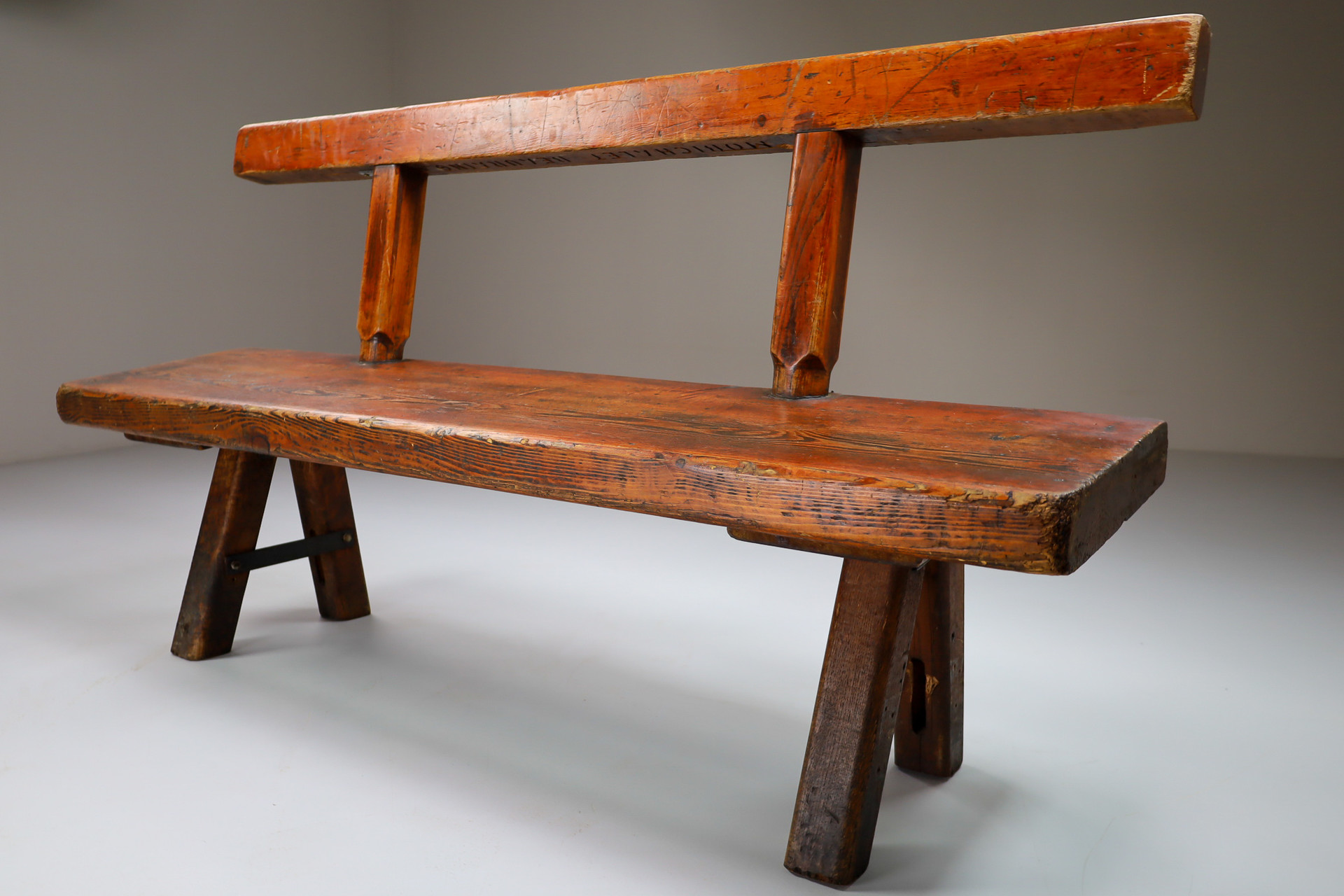 Primitive Pinewood Bench, France 1960s Mid-20th century