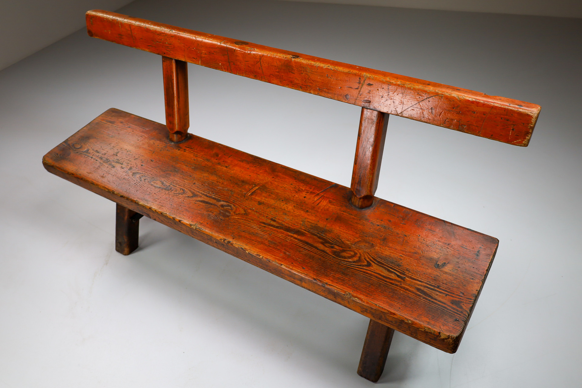 Primitive Pinewood Bench, France 1960s Mid-20th century