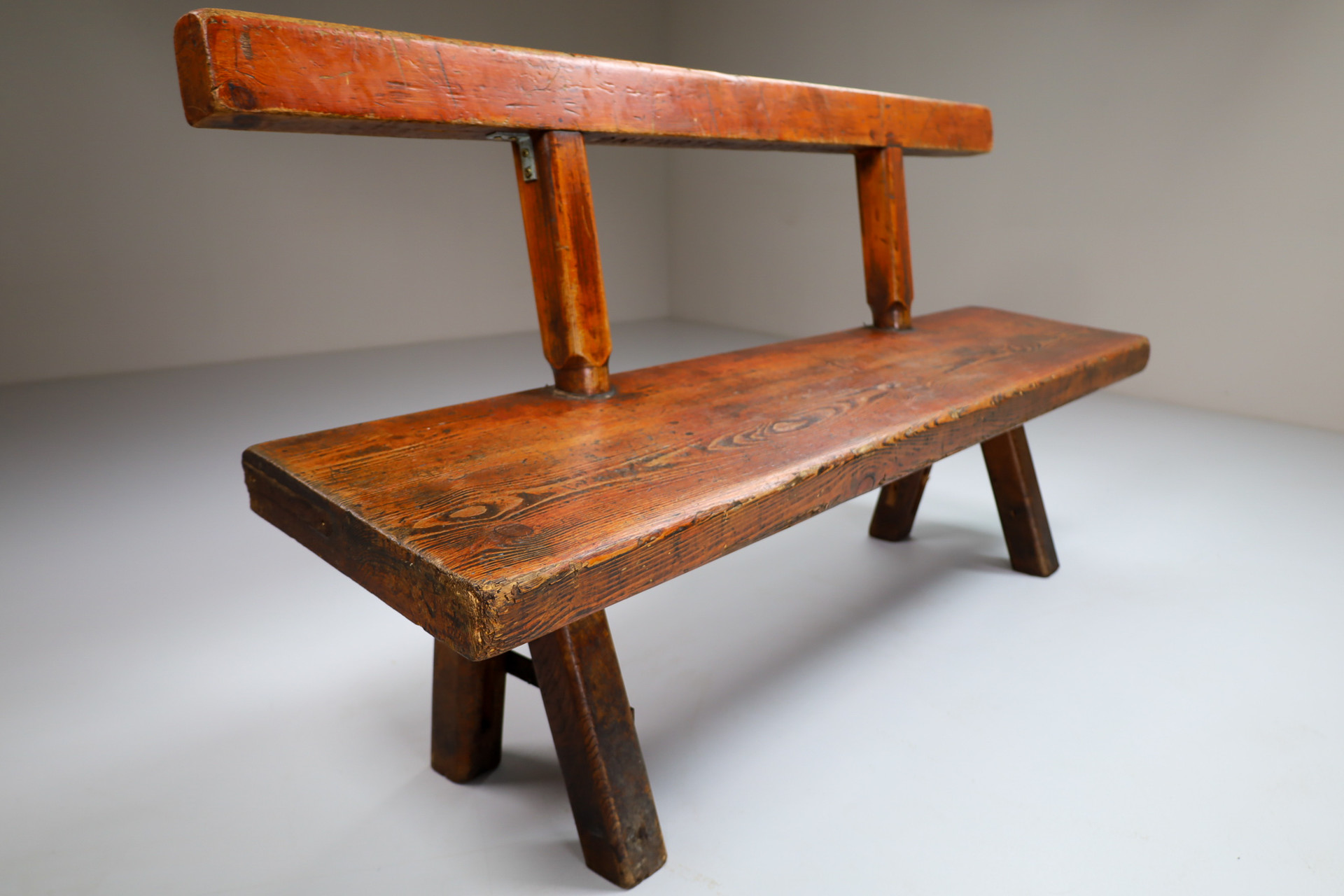 Primitive Pinewood Bench, France 1960s Mid-20th century