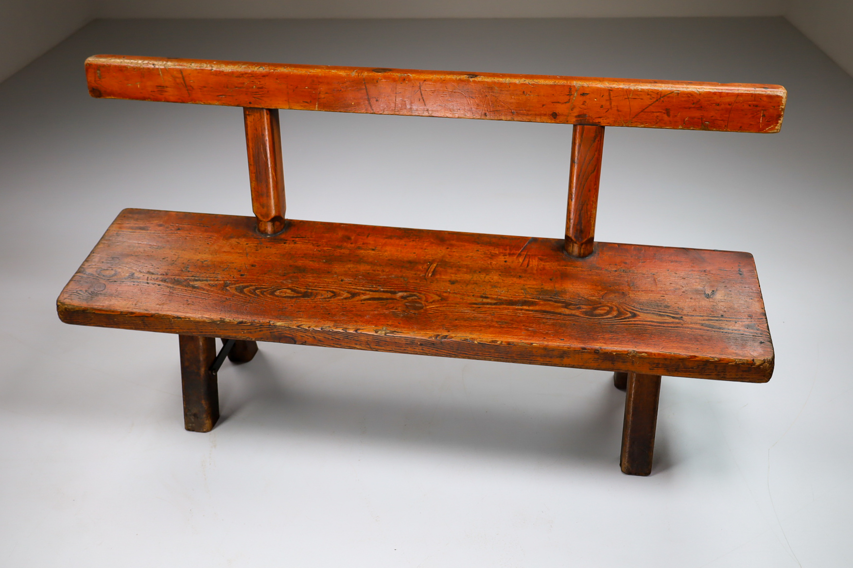 Primitive Pinewood Bench, France 1960s Mid-20th century