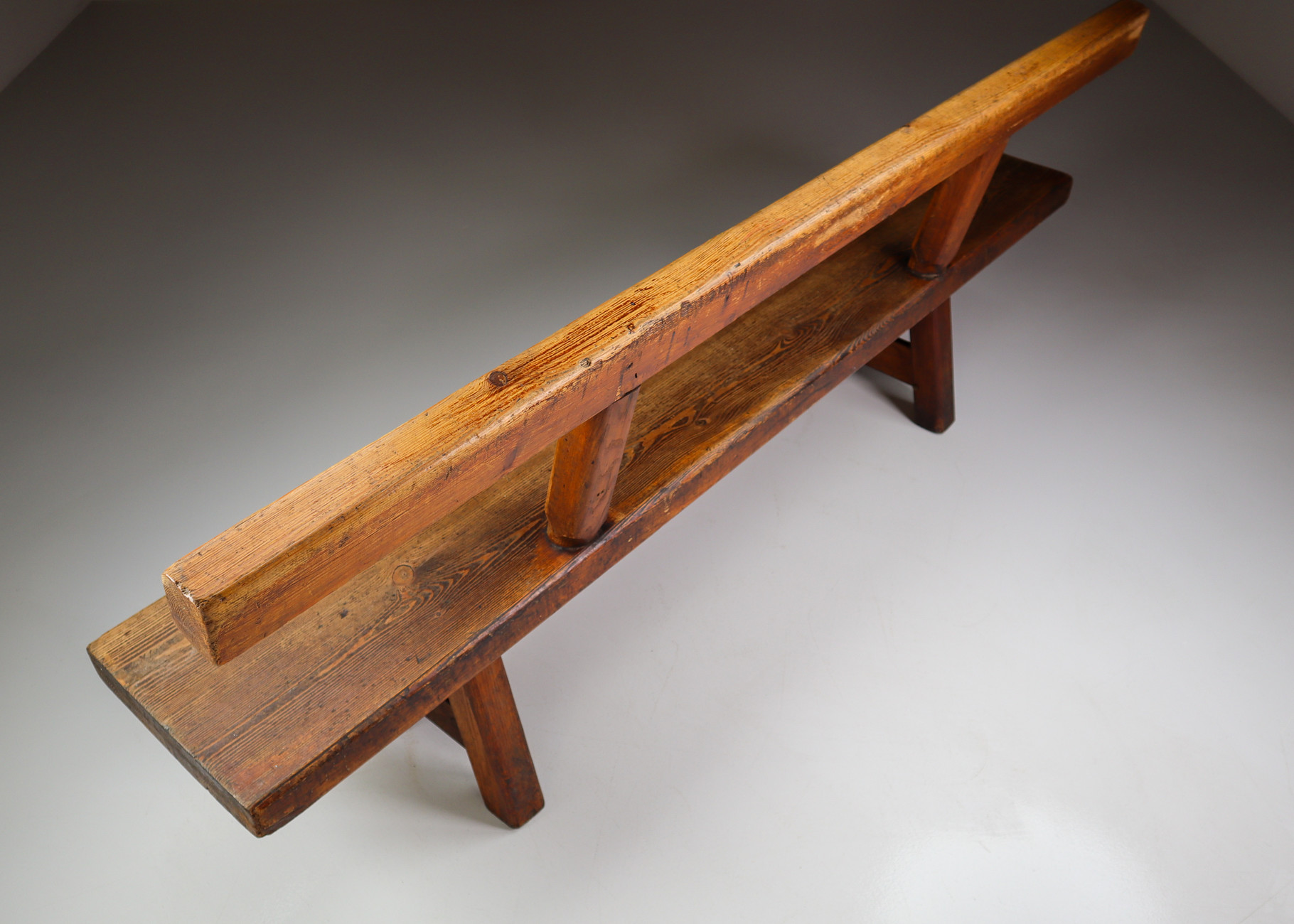 Primitive Pinewood bench, France 1960s Mid-20th century