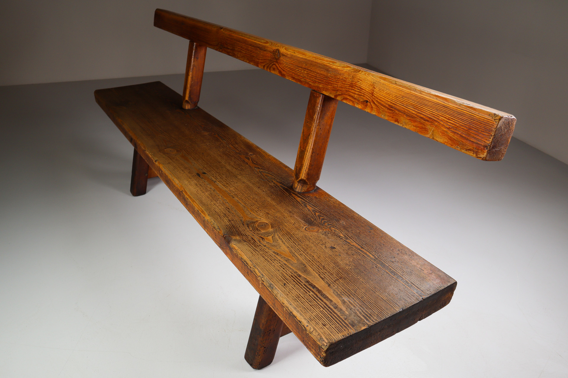 Primitive Pinewood bench, France 1960s Mid-20th century