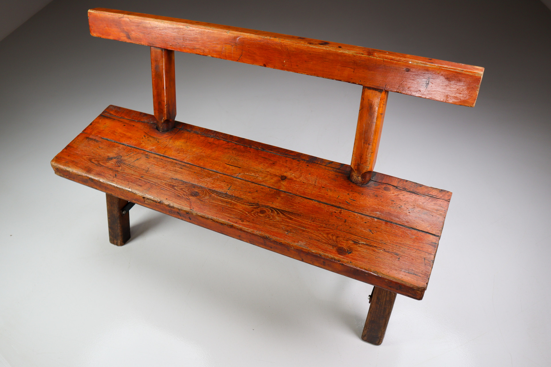 Primitive Pinewood bench, France 1960s Mid-20th century