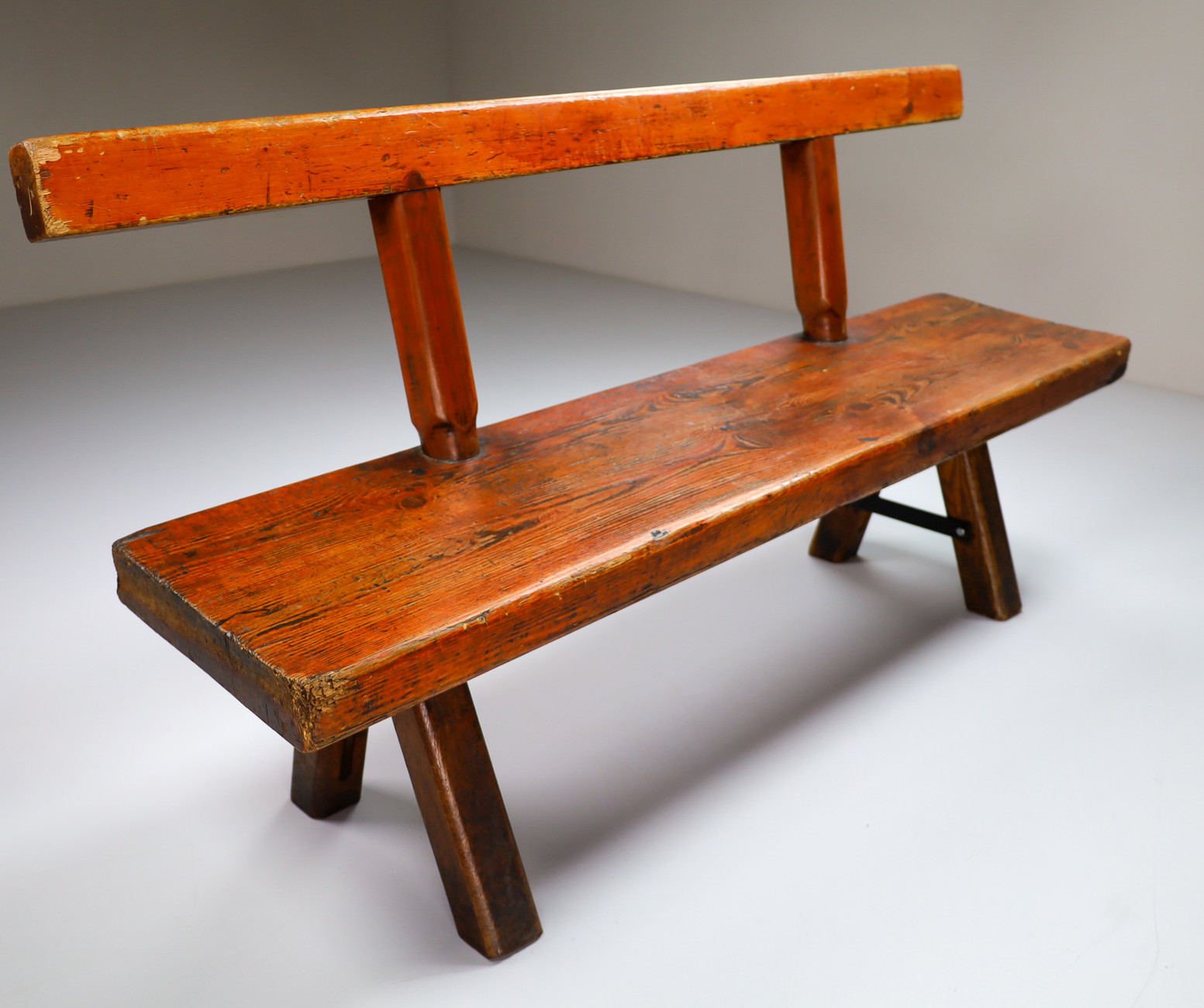 Primitive Pinewood bench, France 1960s Mid-20th century