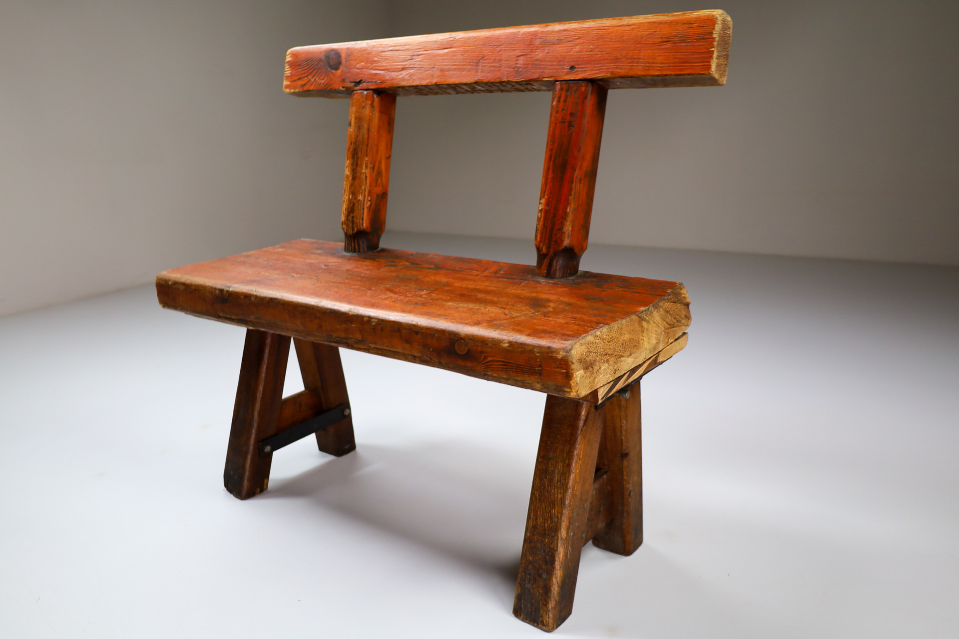 Primitive Pinewood Bench, France 1960s Mid-20th century