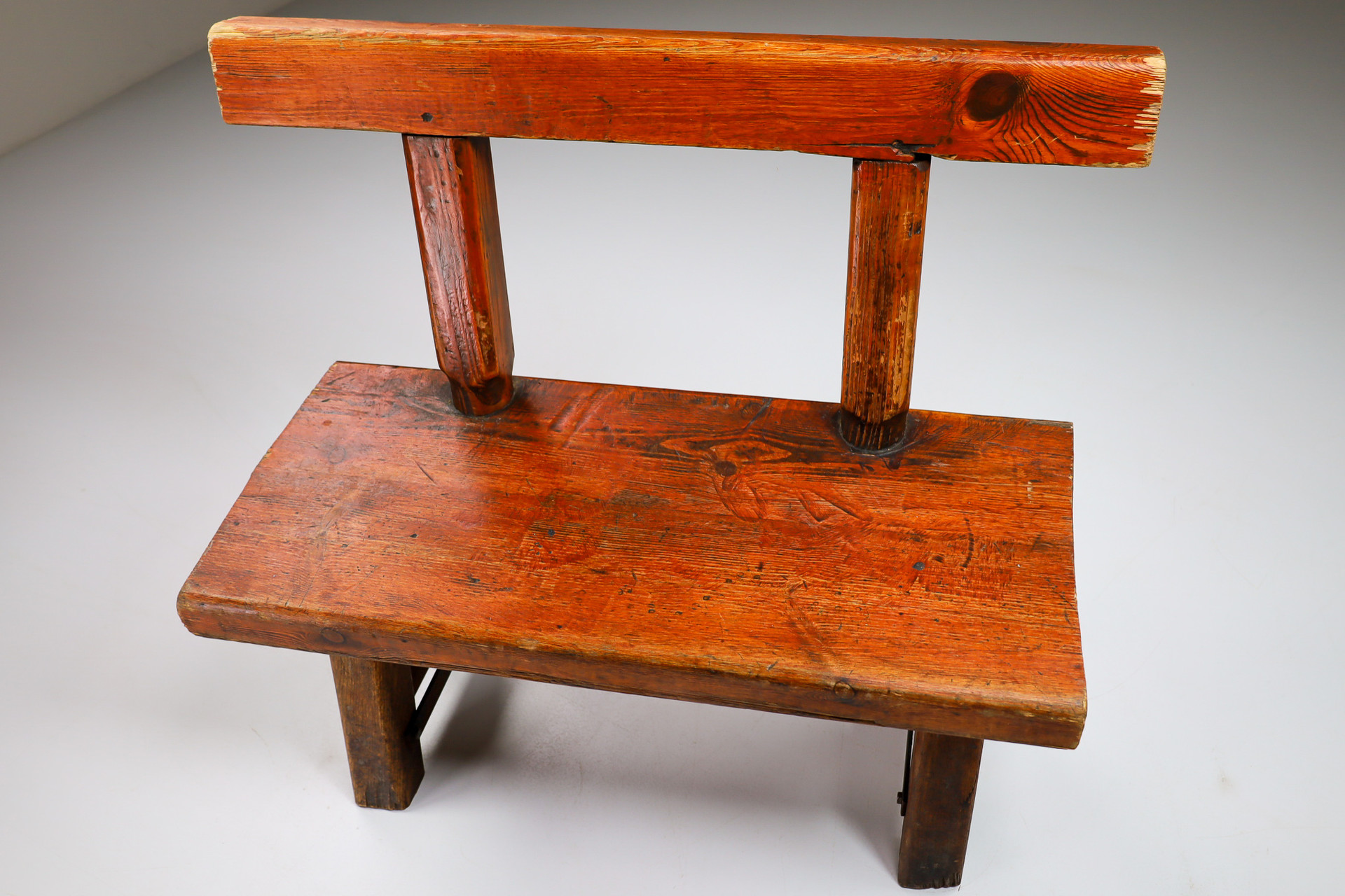 Primitive Pinewood Bench, France 1960s Mid-20th century