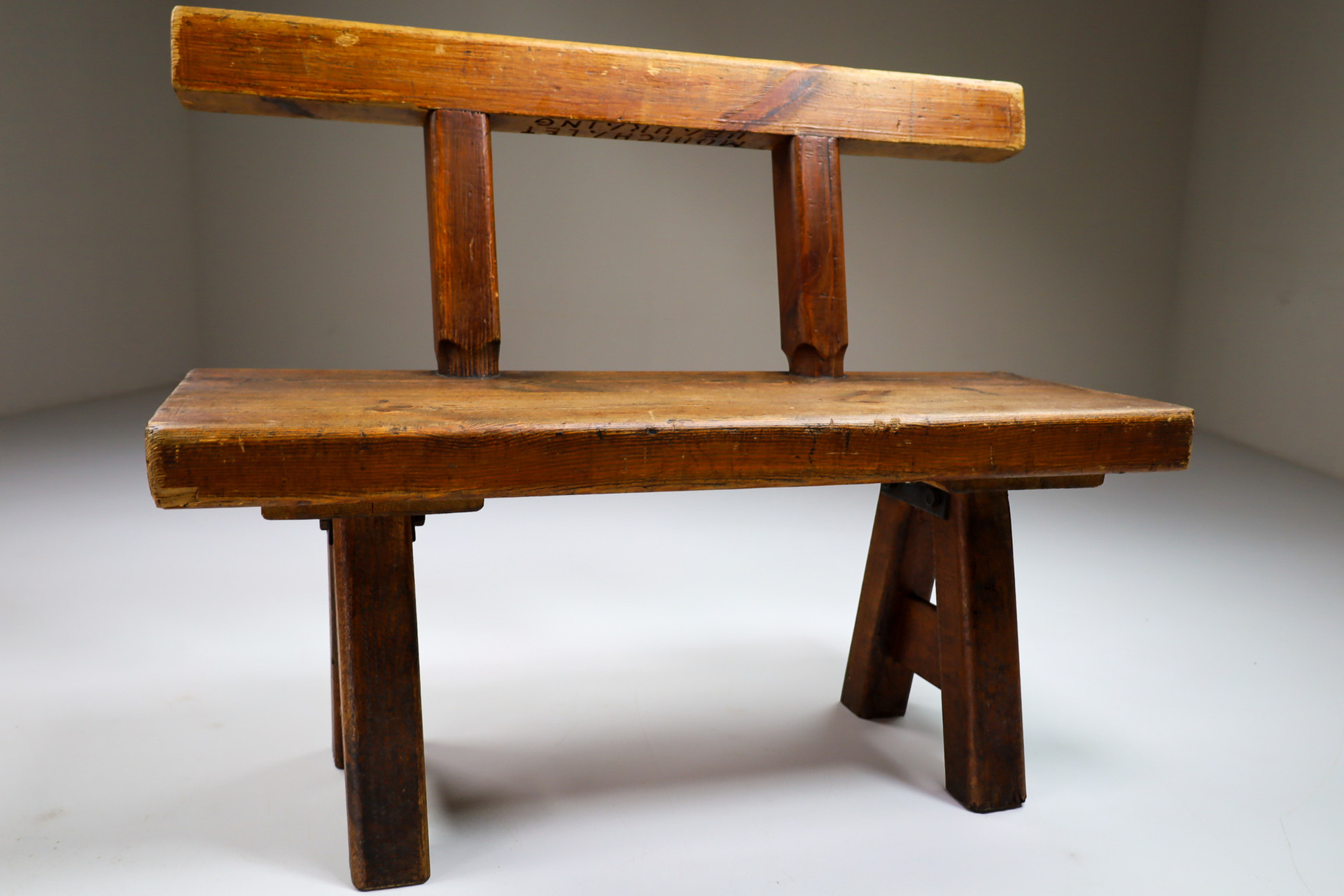 Primitive Pinewood Bench, France 1960s Mid-20th century