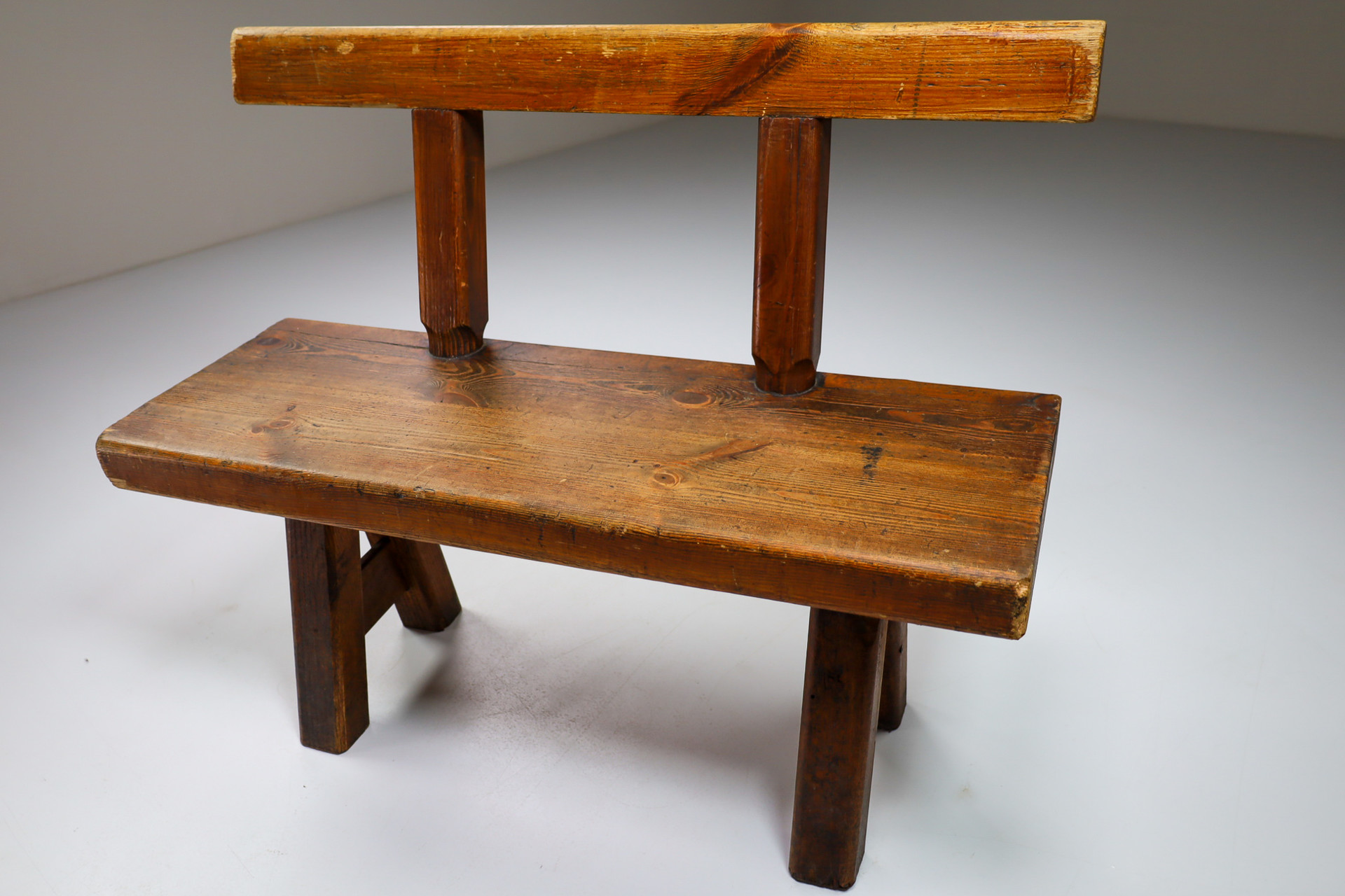 Primitive Pinewood Bench, France 1960s Mid-20th century