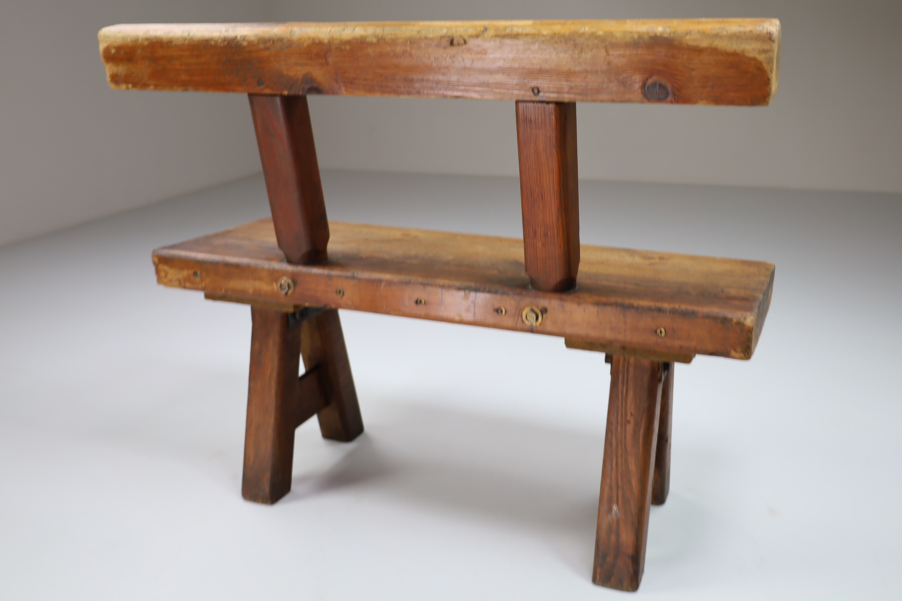 Primitive Pinewood Bench, France 1960s Mid-20th century