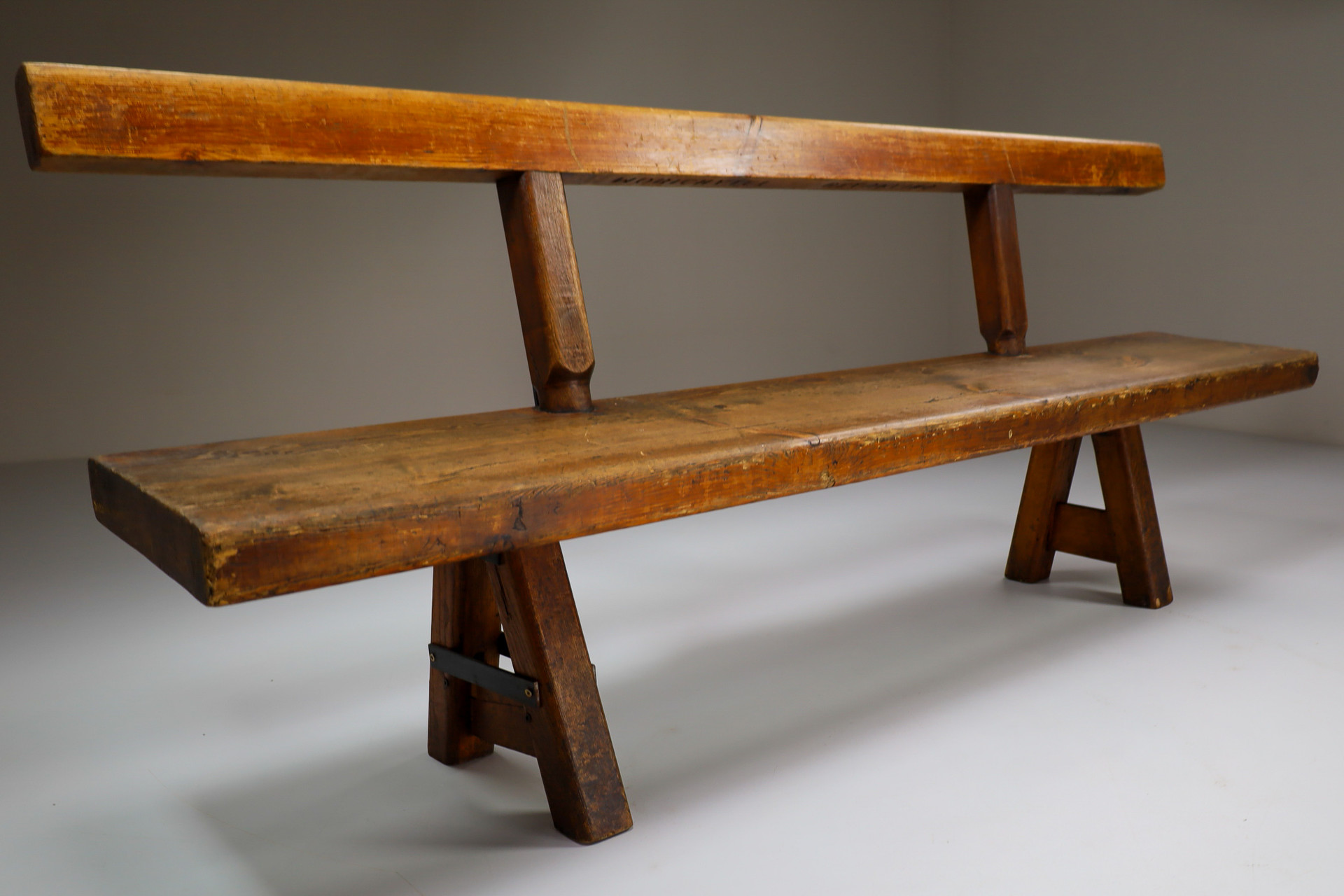 Primitive Pinewood Bench, France 1960s Mid-20th century