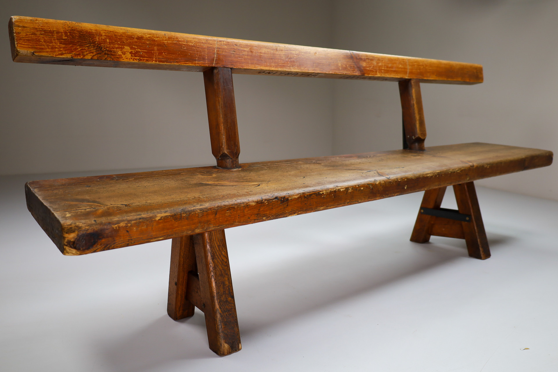Primitive Pinewood Bench, France 1960s Mid-20th century