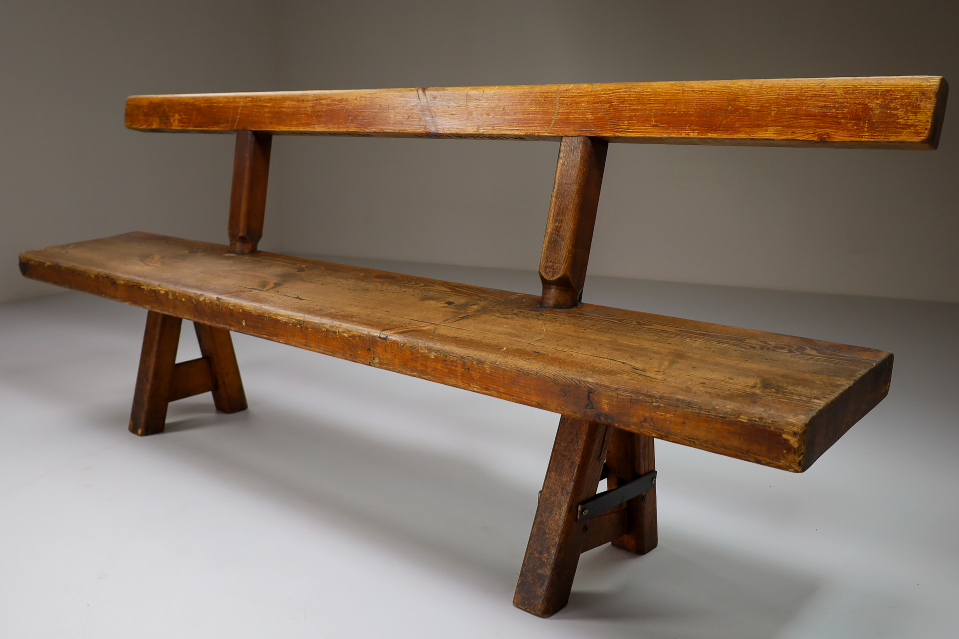 Primitive Pinewood Bench, France 1960s Mid-20th century