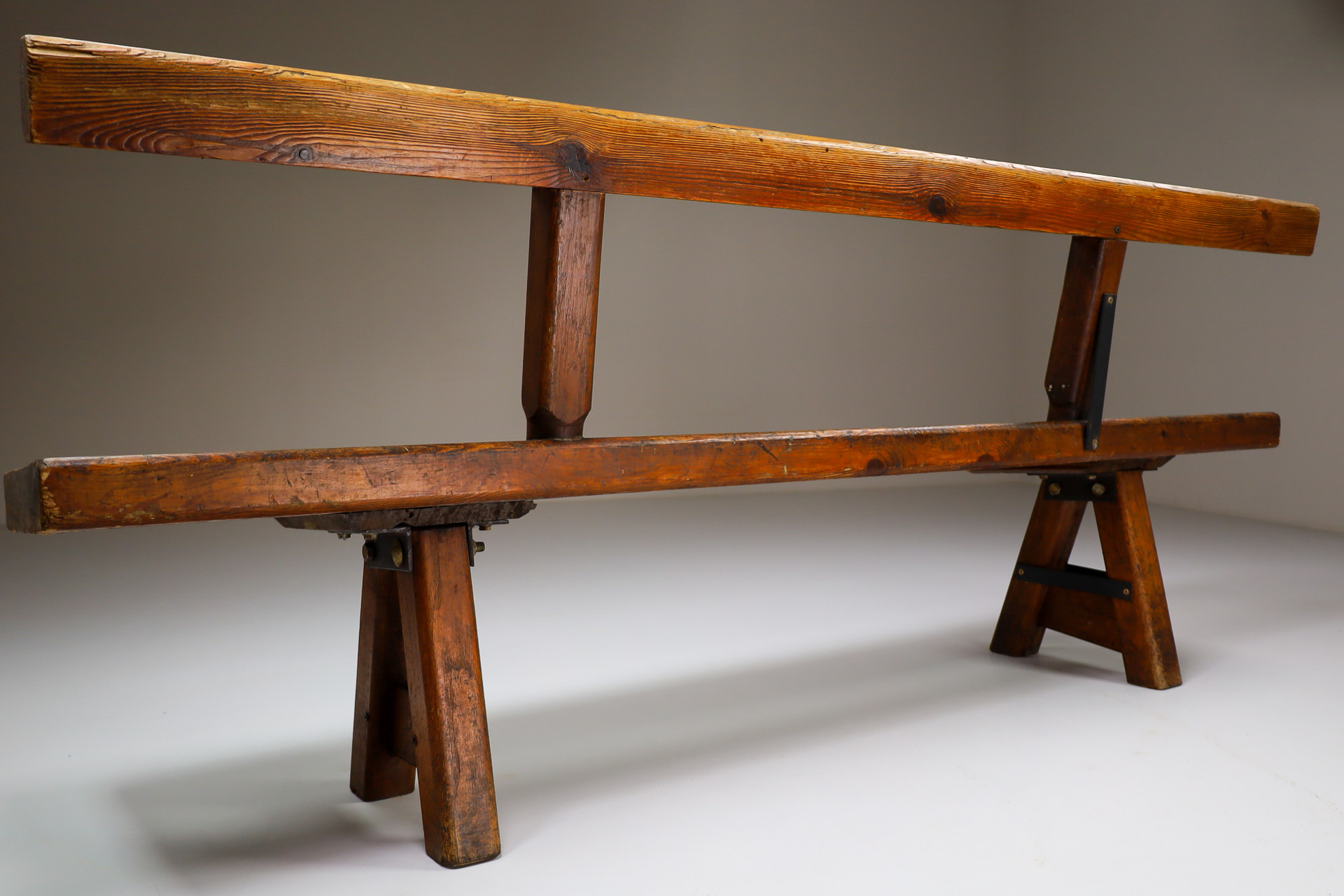 Primitive Pinewood Bench, France 1960s Mid-20th century