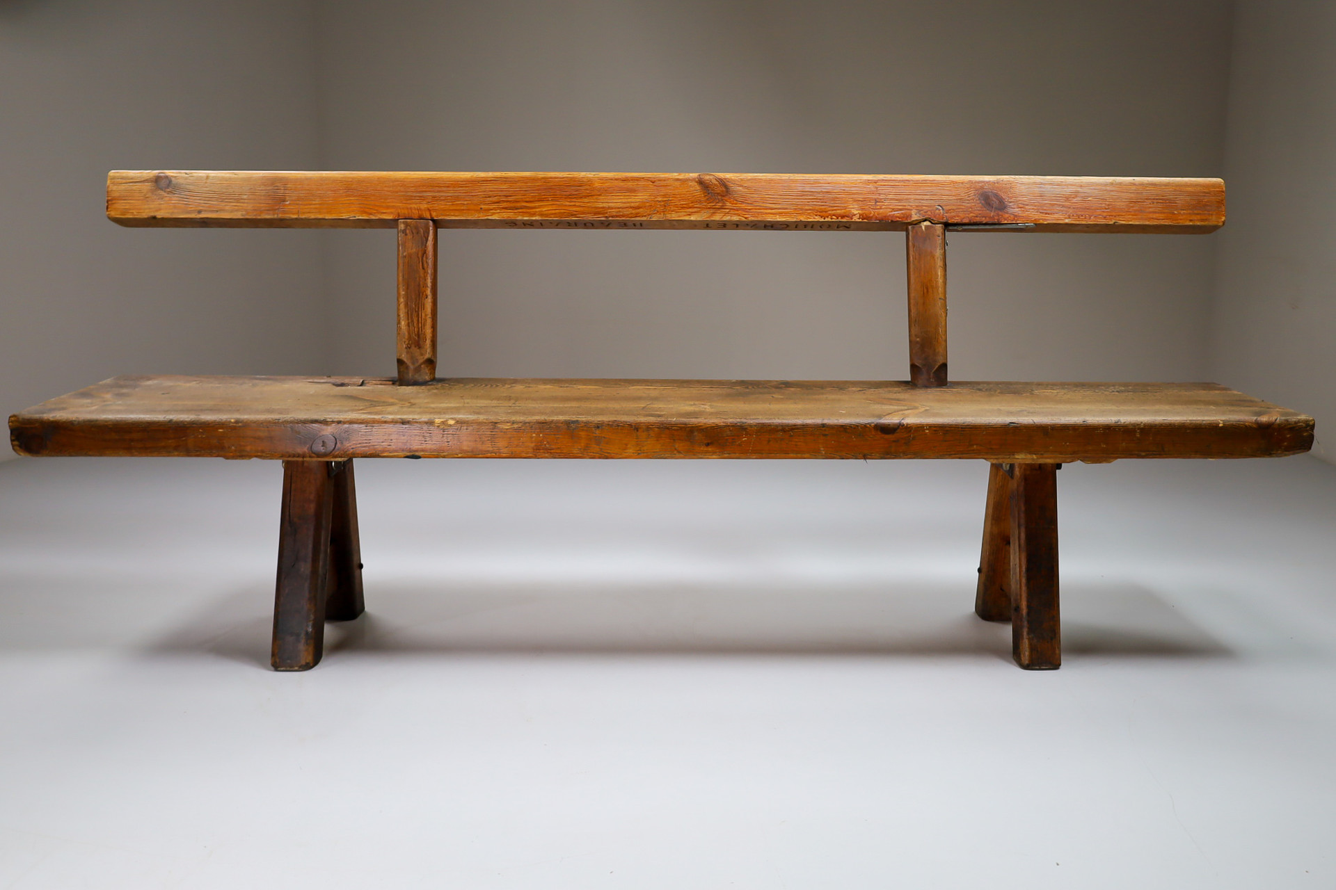 Primitive Pinewood Bench, France 1960s Mid-20th century