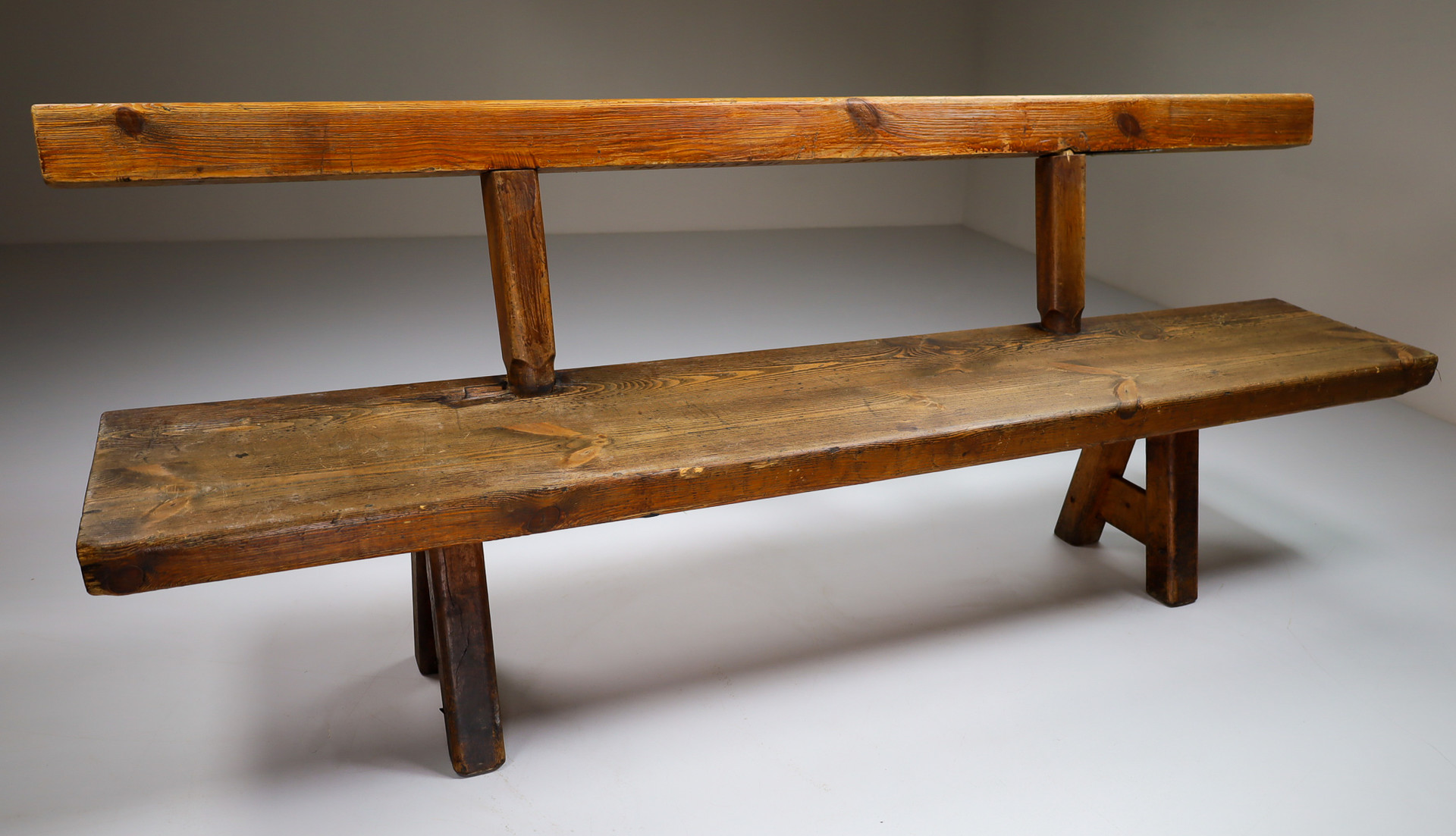 Primitive Pinewood Bench, France 1960s Mid-20th century
