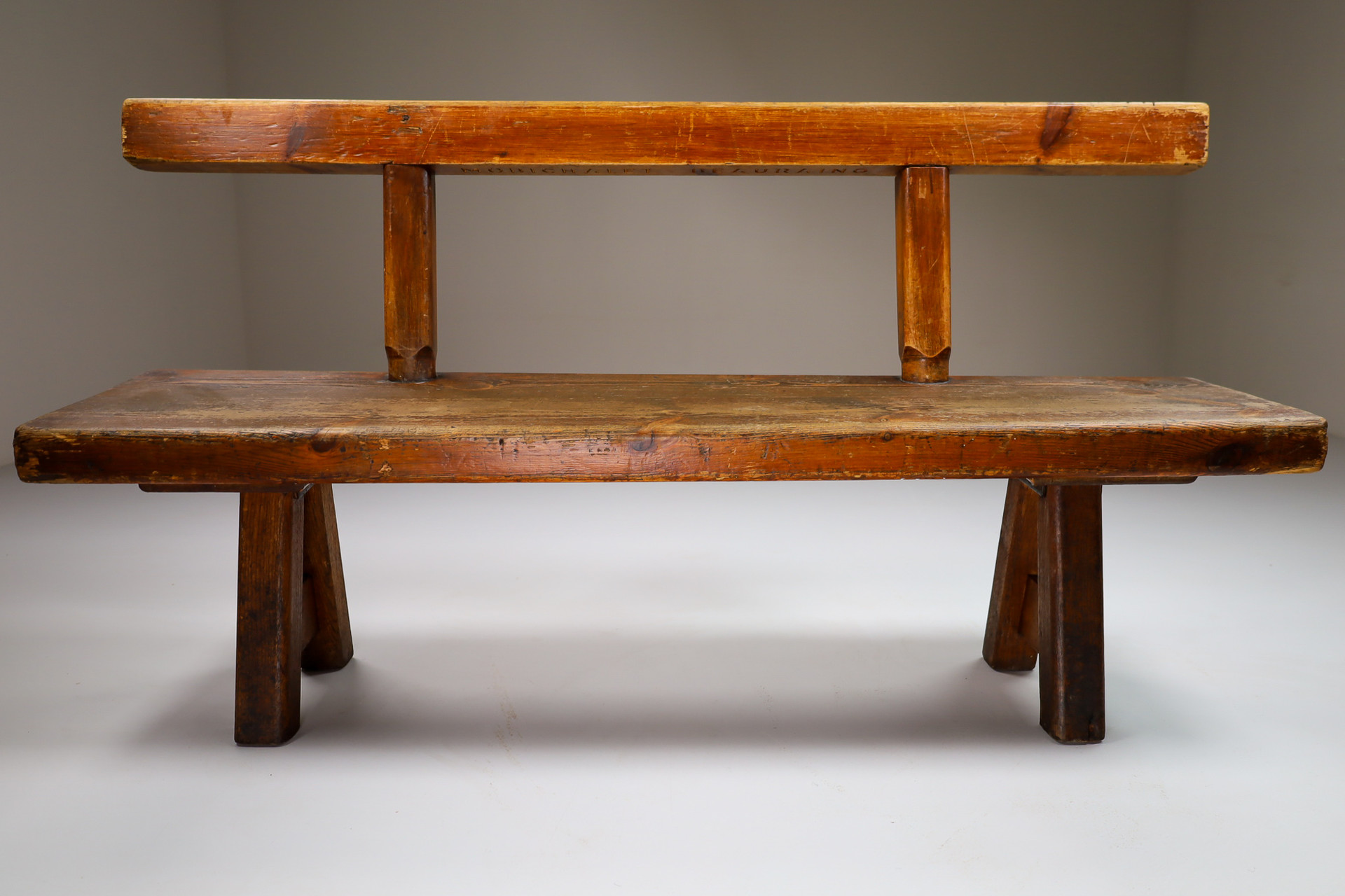 Primitive Pinewood Bench, France 1960s Mid-20th century