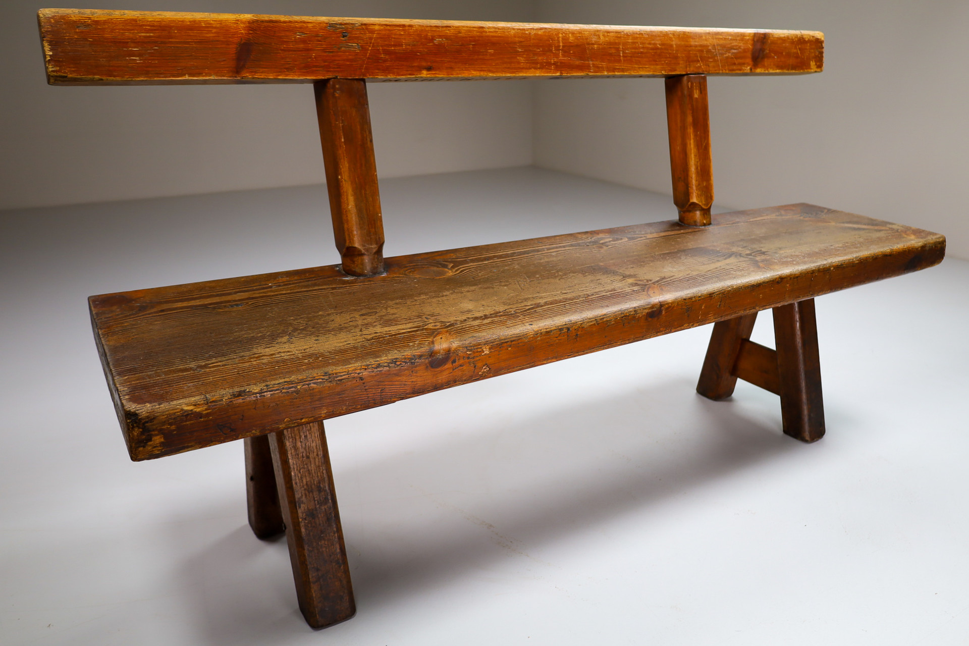 Primitive Pinewood Bench, France 1960s Mid-20th century