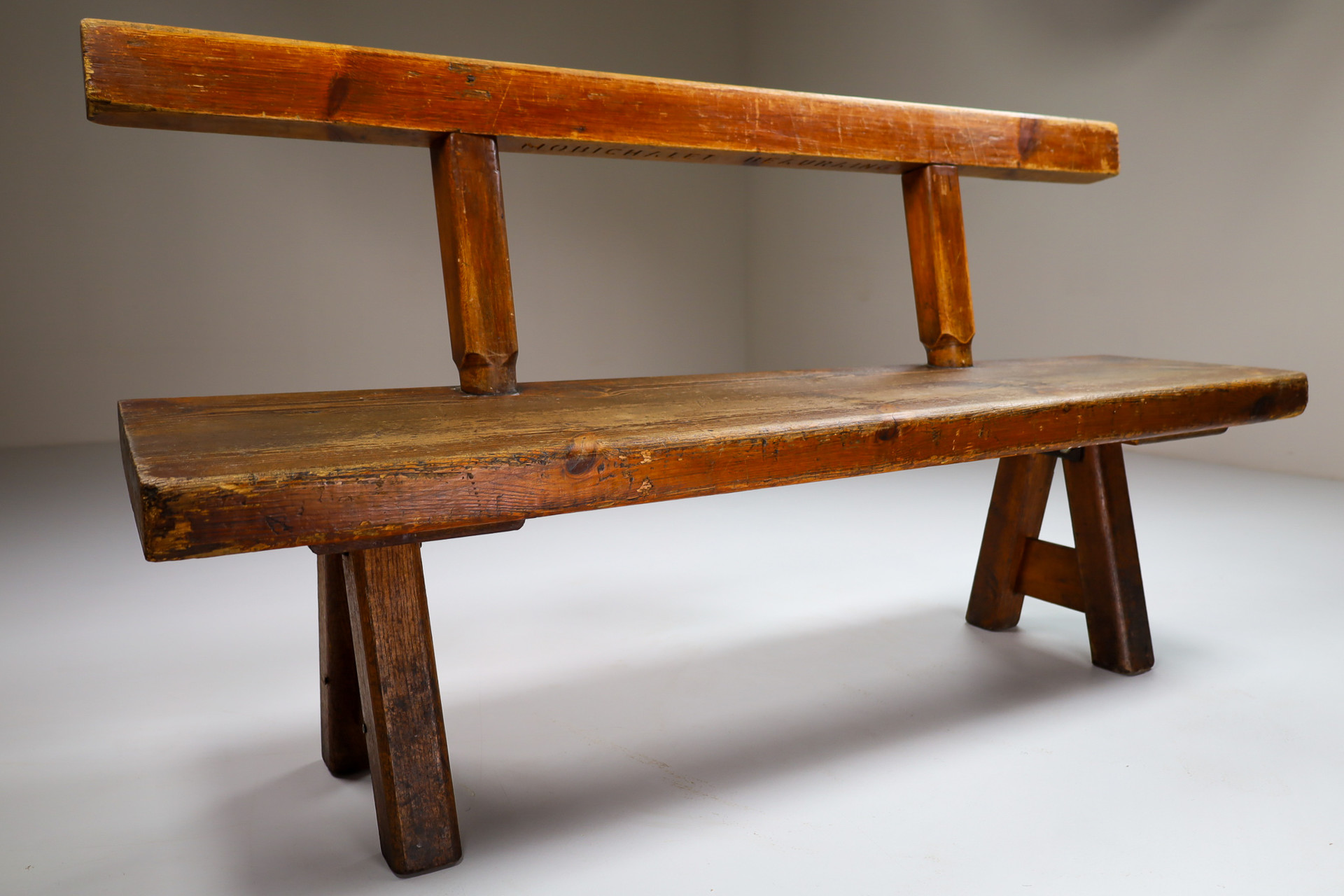 Primitive Pinewood Bench, France 1960s Mid-20th century