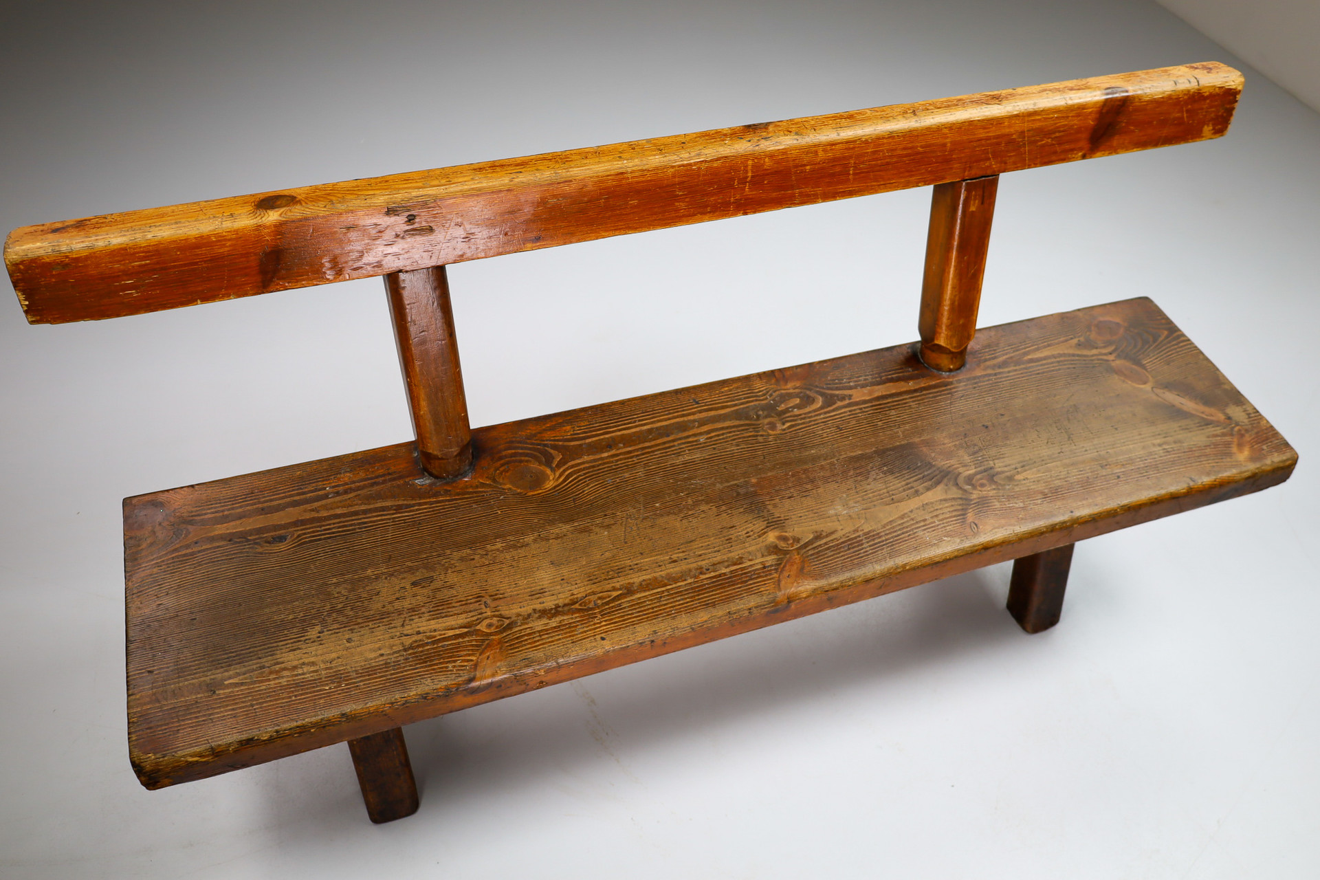 Primitive Pinewood Bench, France 1960s Mid-20th century
