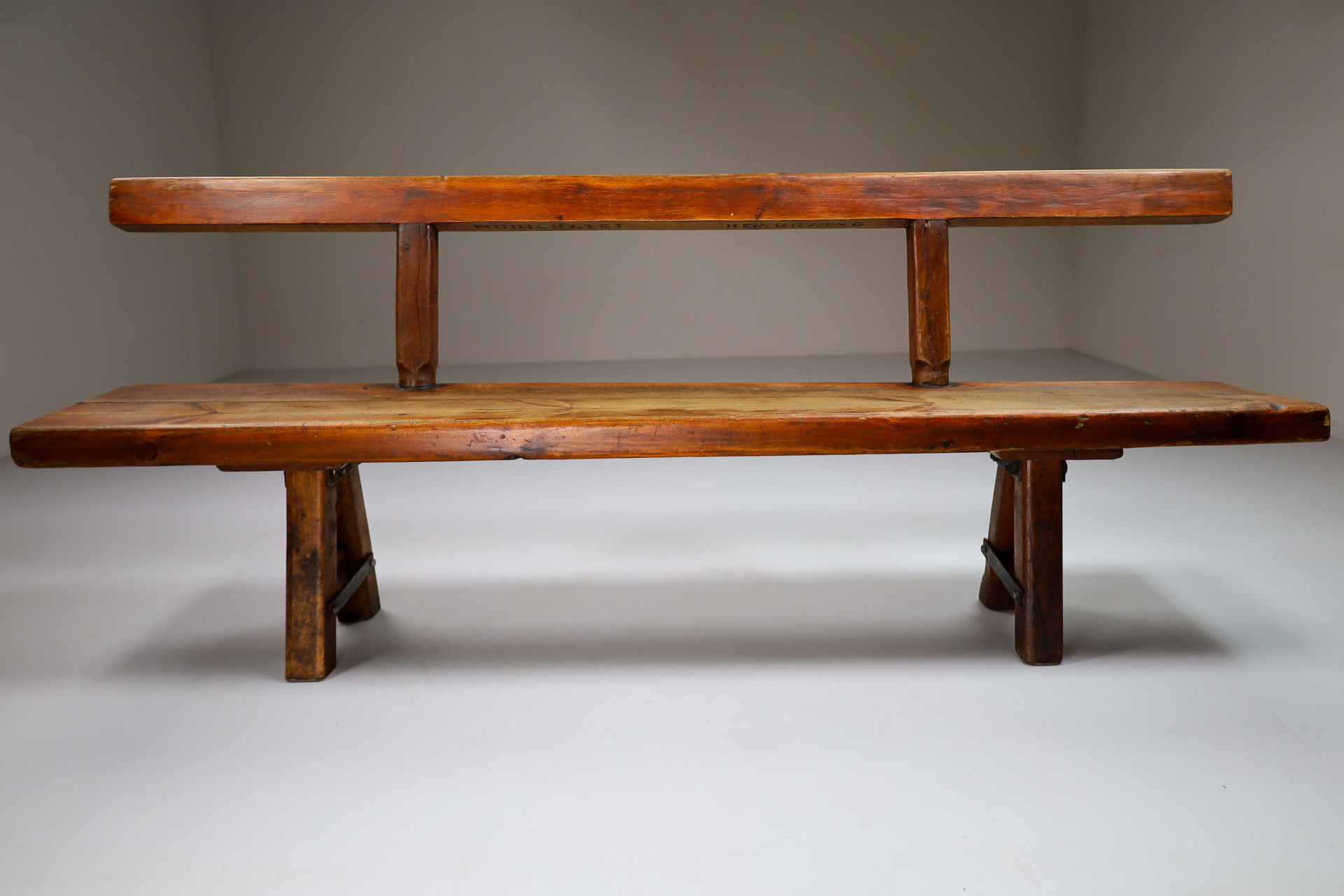 Primitive Pinewood Bench, France 1960s Mid-20th century