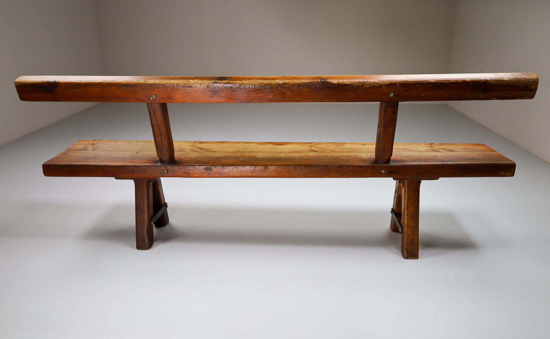 Primitive Pinewood Bench, France 1960s Mid-20th century